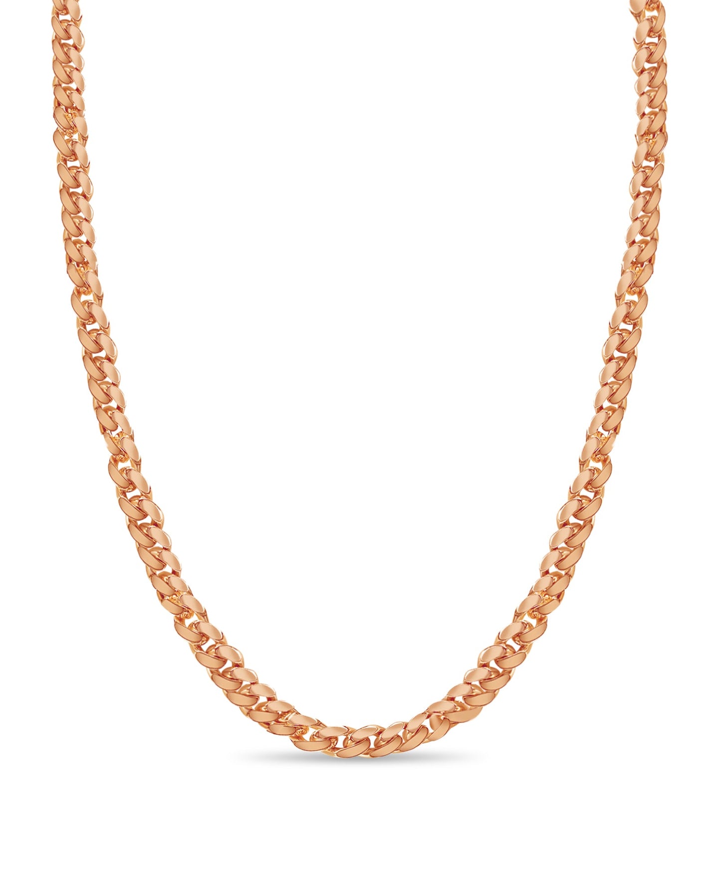 Curb Solid White/Yellow/Rose Gold Handmade Necklace , 15mm, 16-30 Inch