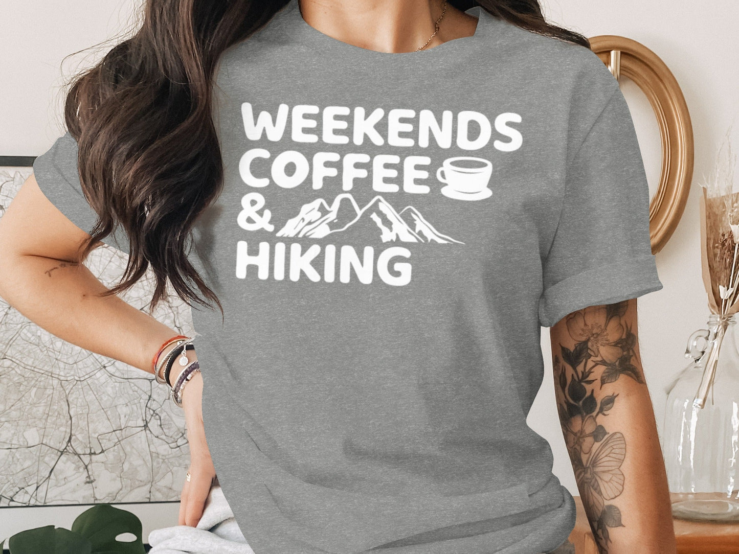 Weekends Coffee And Hiking Graphic Design Funny T-Shirt