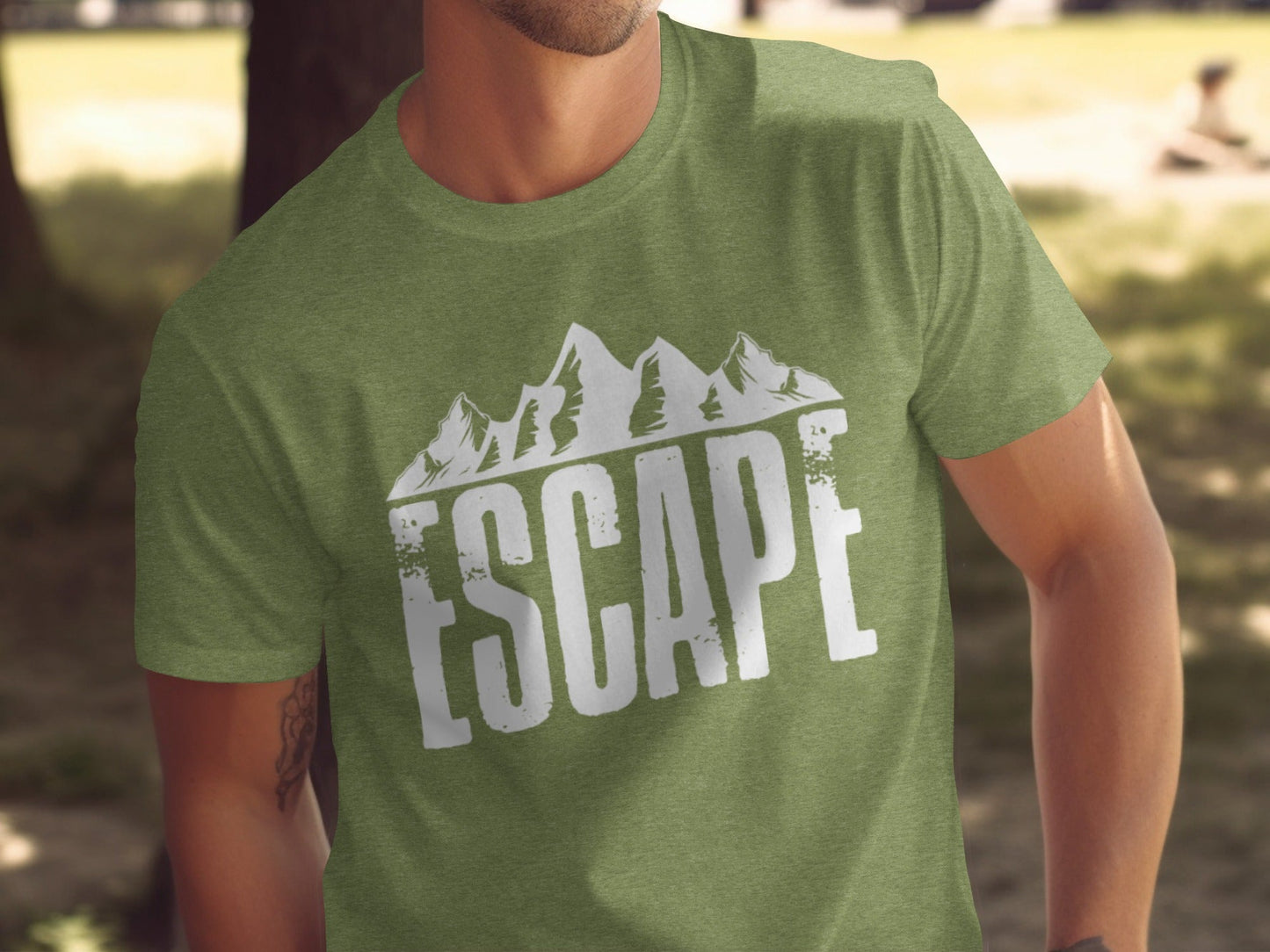 Escape Into The Mountains Outdoor Adventure Design T-Shirt