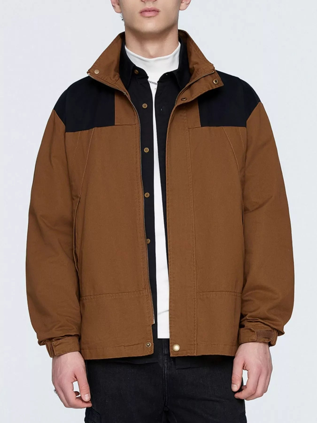 Men's Plus Size Two-Tone Windproof Jacket