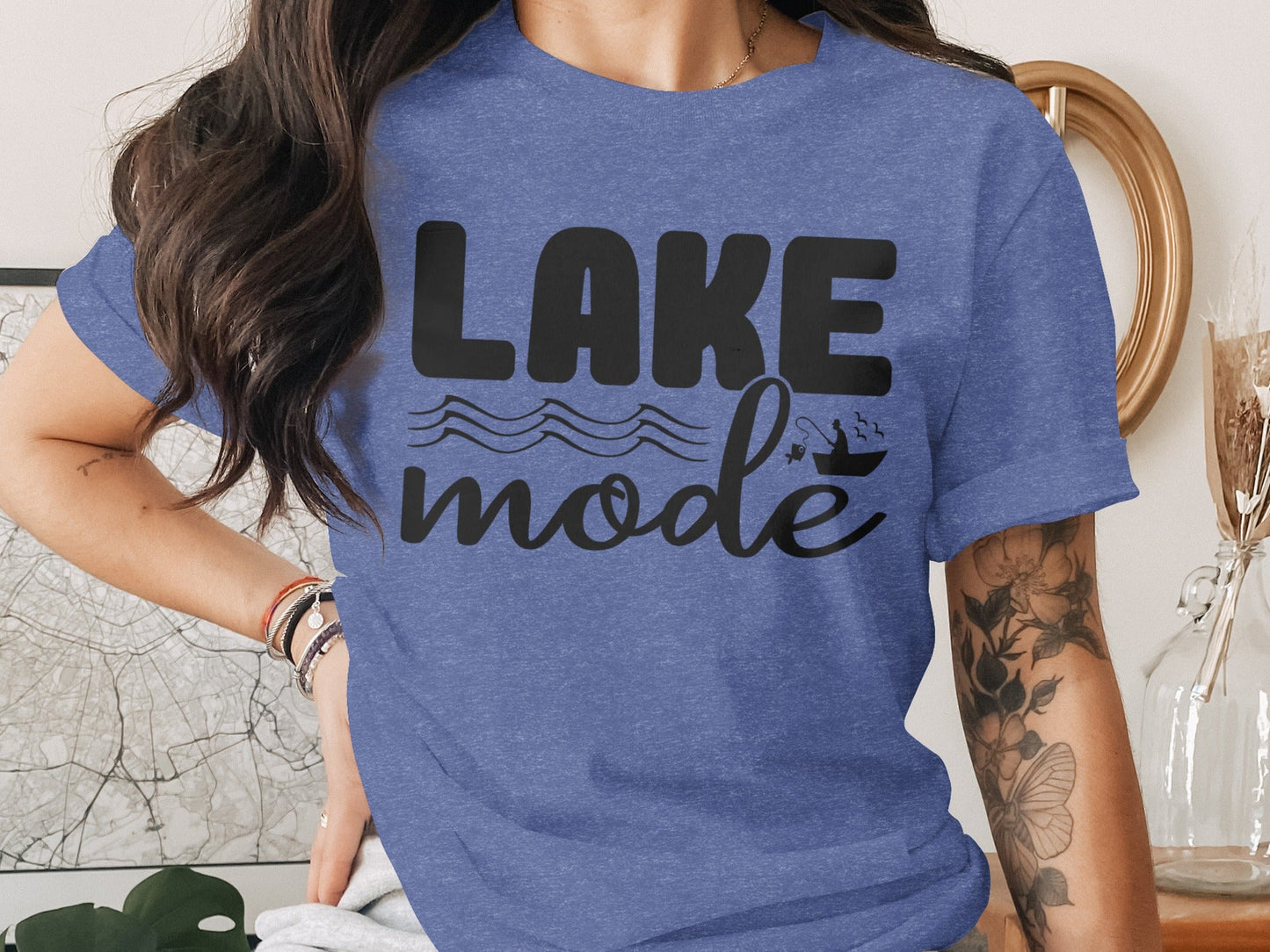 Lake Mode With Fishing Design Graphic Great Outdoors T-Shirt