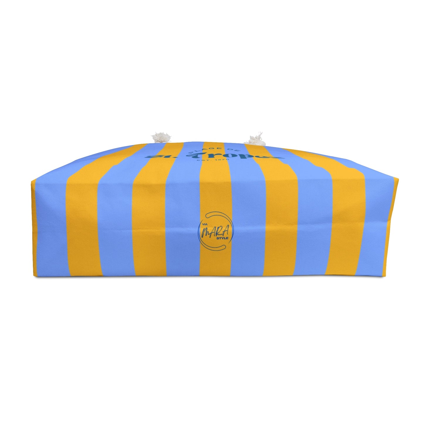 St. Tropez Striped Beach Bag, Pastel Orange — Beach Tote with Rope Handles