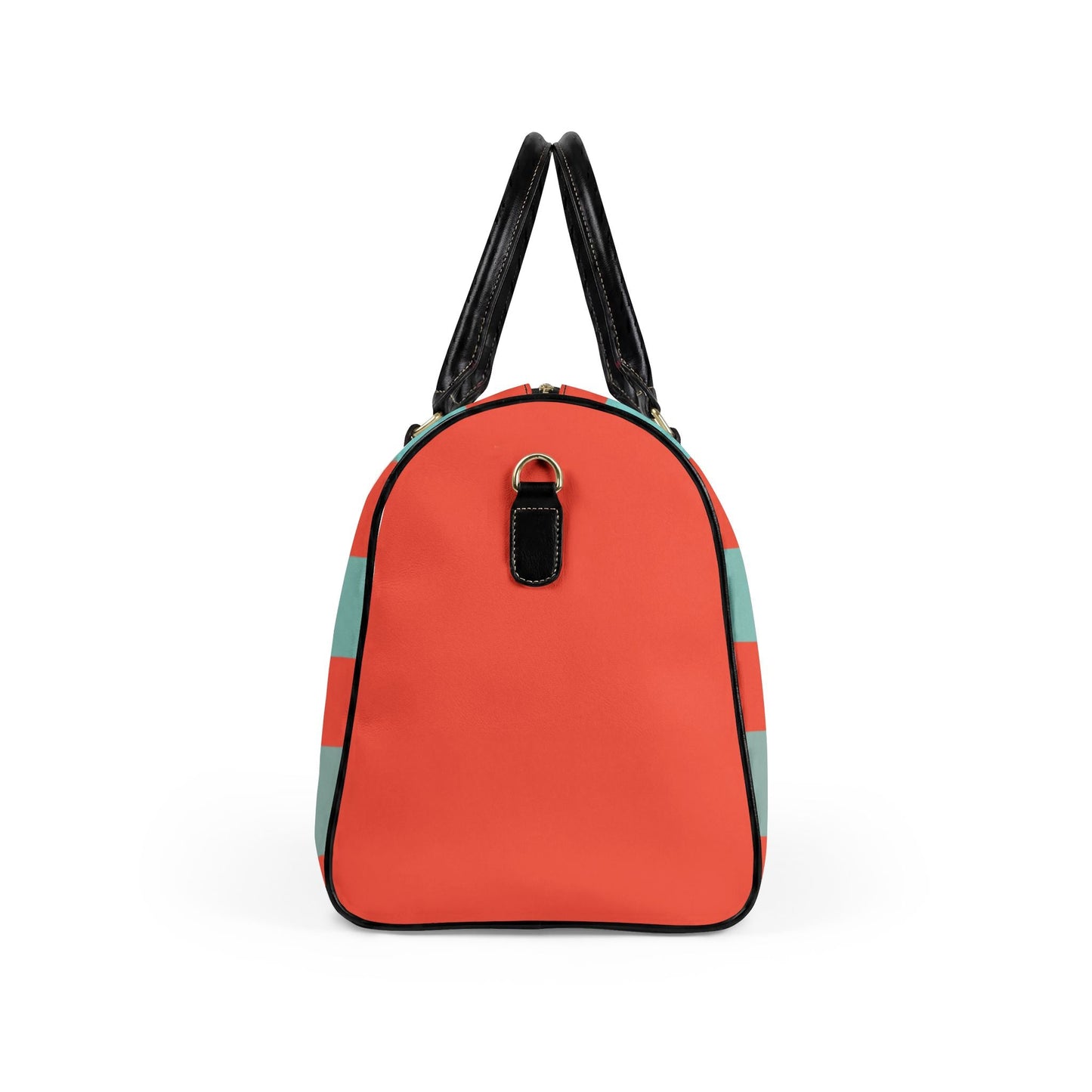 California Love Leather Travel Bag — CORAL/AQUA Striped Weekender Duffle