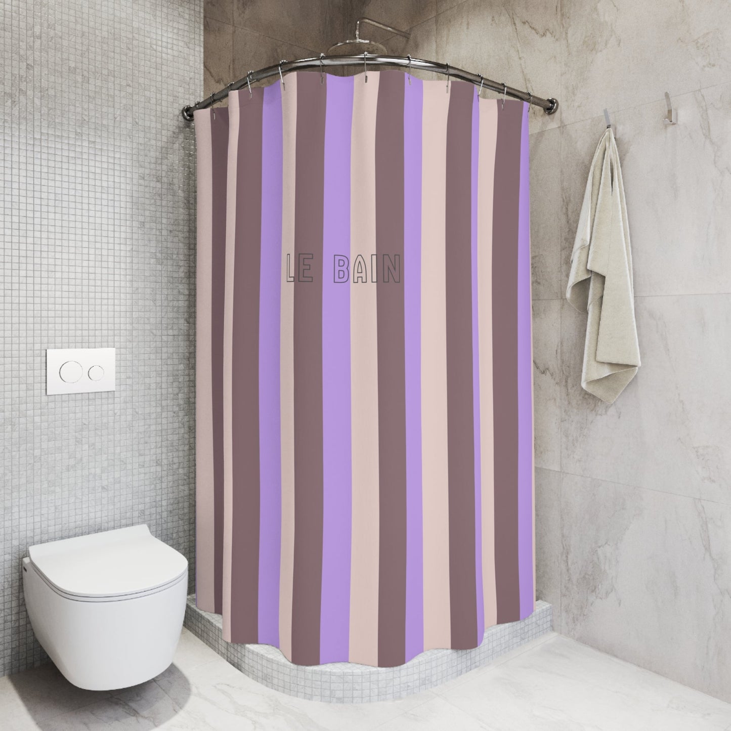 Striped 'Le Bain' Shower Curtain — Lavender & Mauve Modern Bathroom Decor