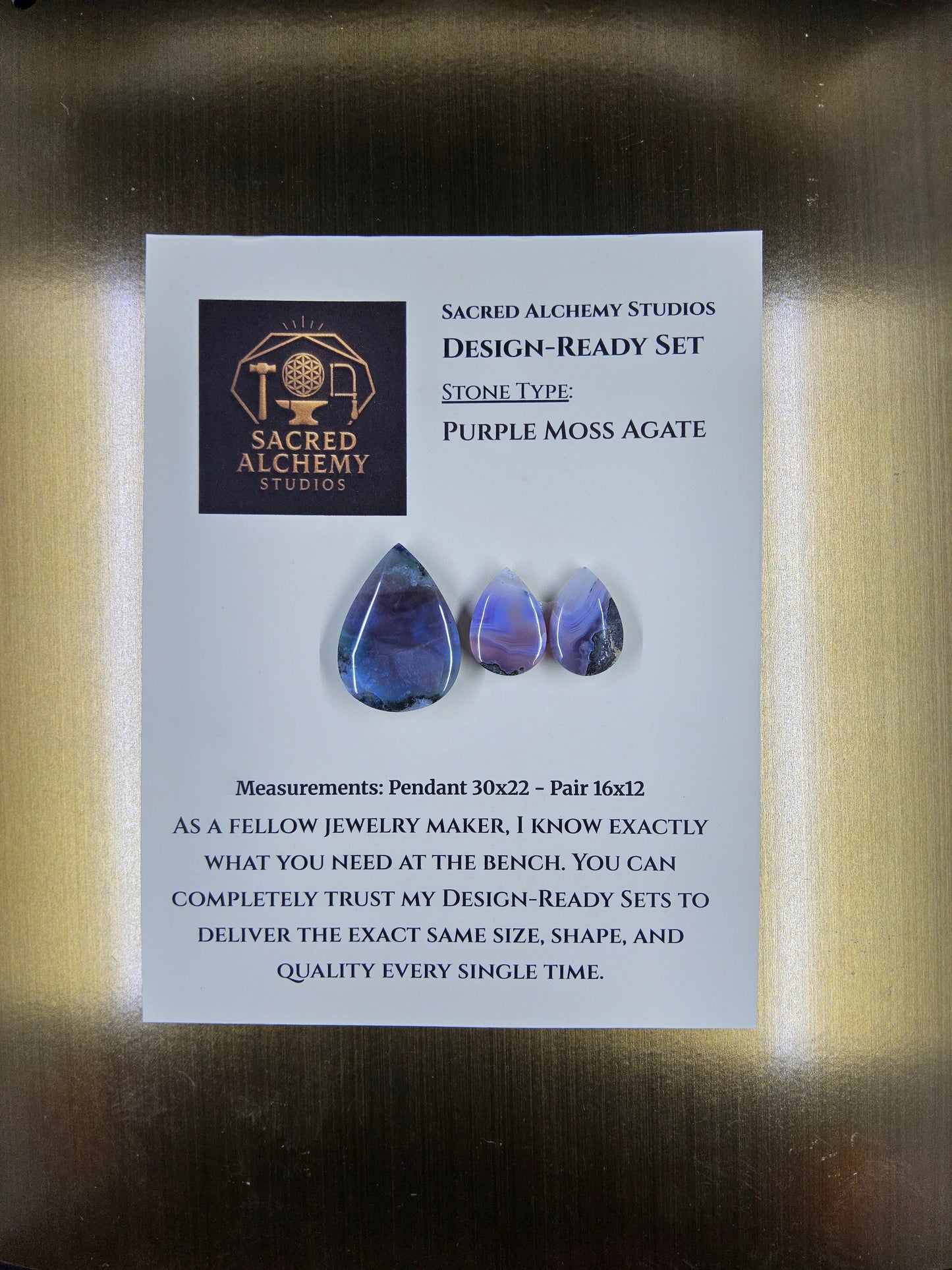 Tear Shape - Purple Moss Agate - Design-Ready Set
