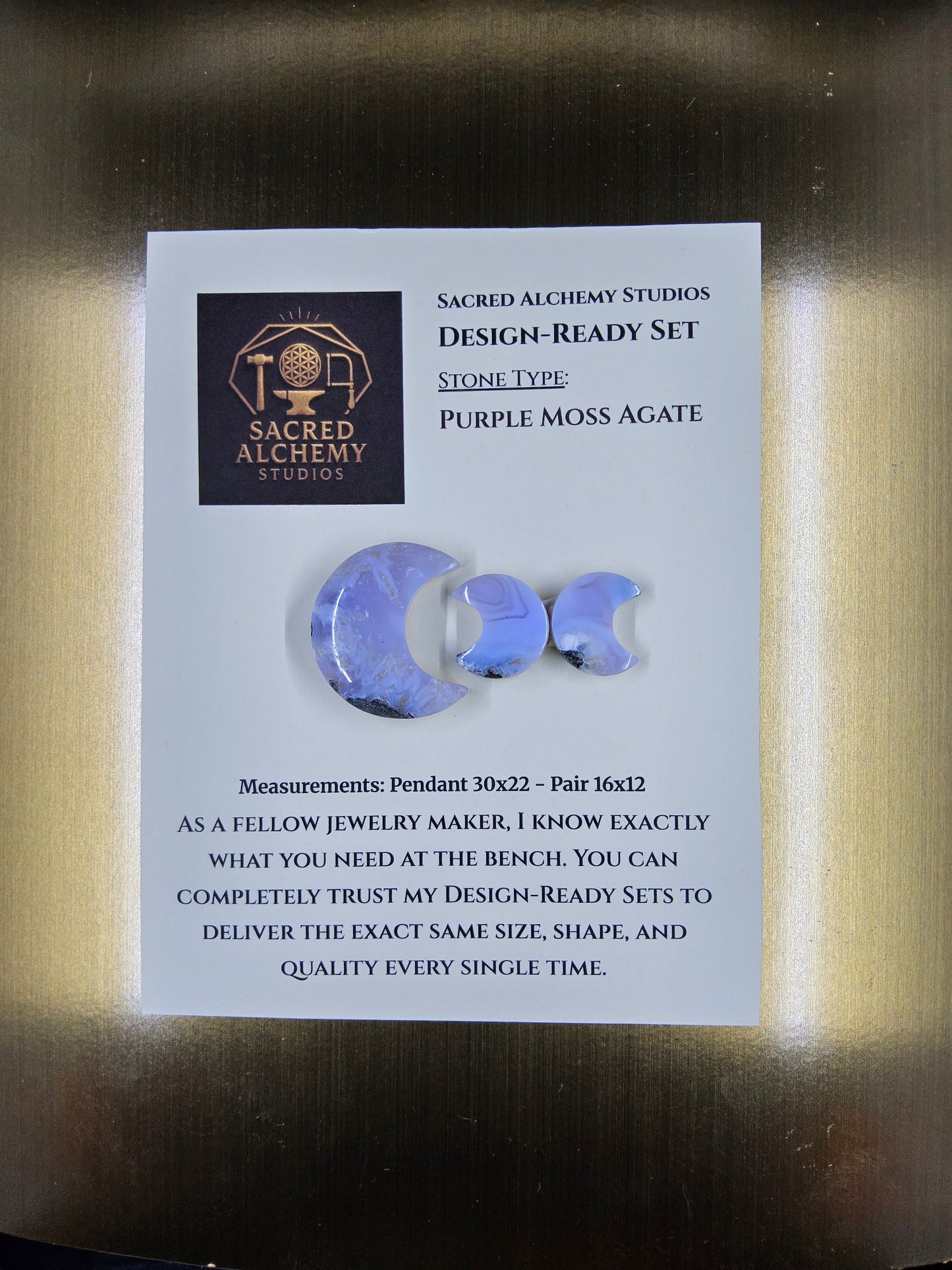 Crescent Moon - Purple Moss Agate - Design-Ready Set