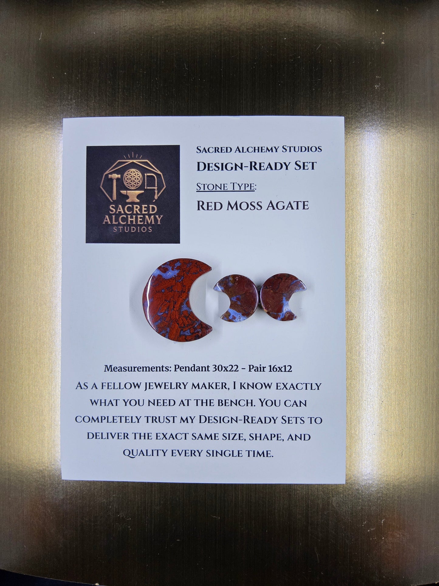 Crescent Moon - Red Moss Agate - Design-Ready Sets