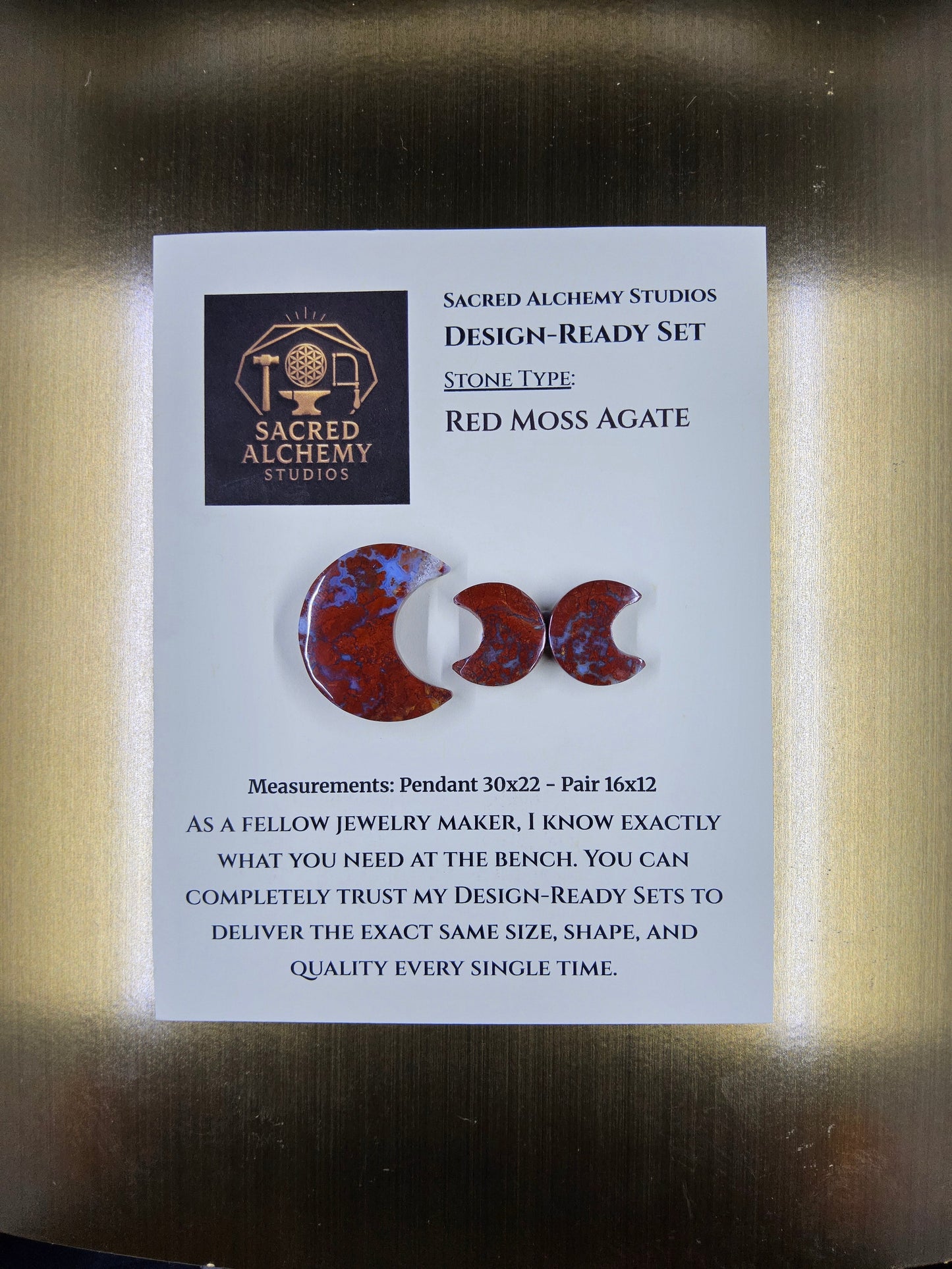 Crescent Moon - Red Moss Agate - Design-Ready Sets