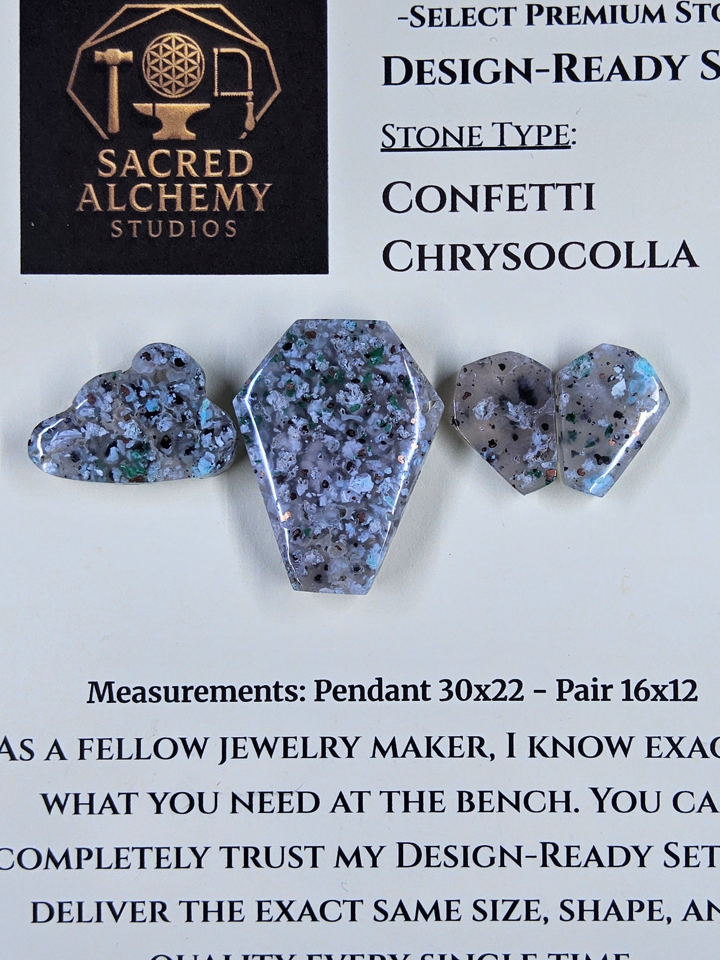 Coffin Shape - Confetti Chrysocolla - Sacred Alchemy Select - Design-Ready Set