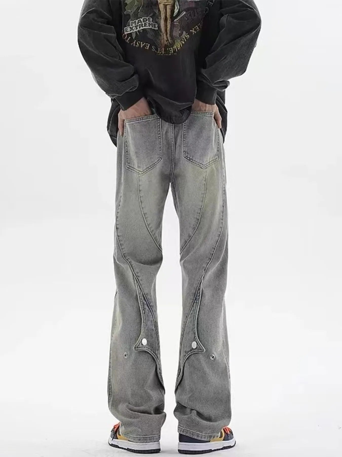 Men's Plus Size Vintage Wash Wide Leg Jeans
