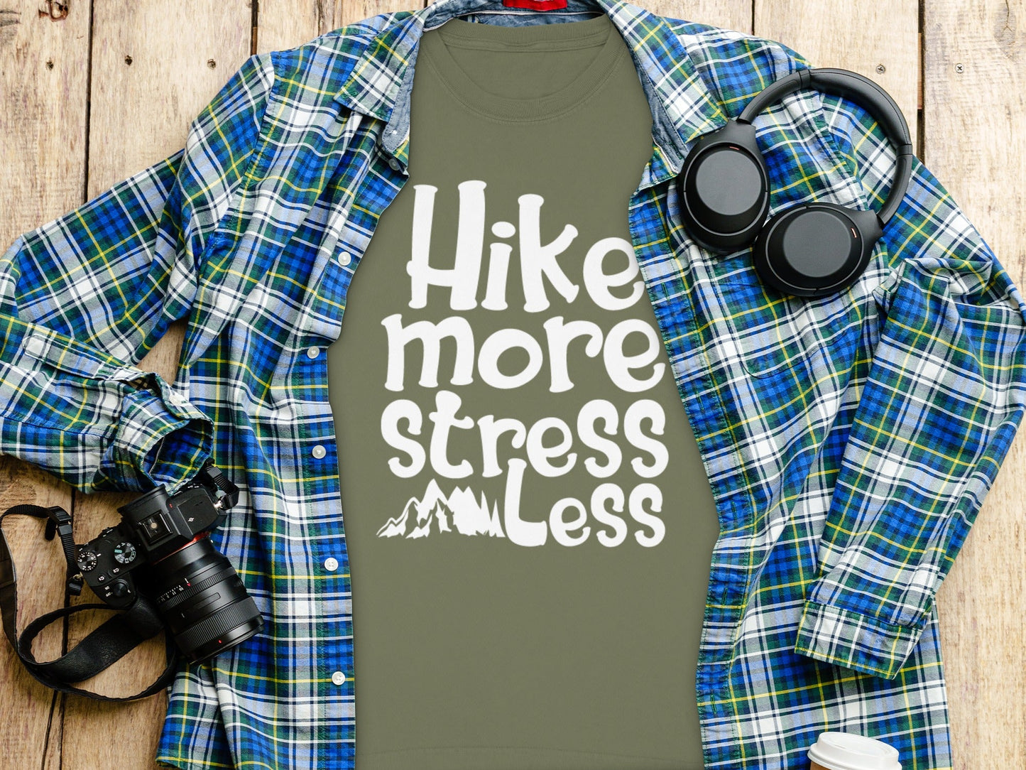 Hike More Stress Less With Mountain Art Long Sleeve T-Shirt