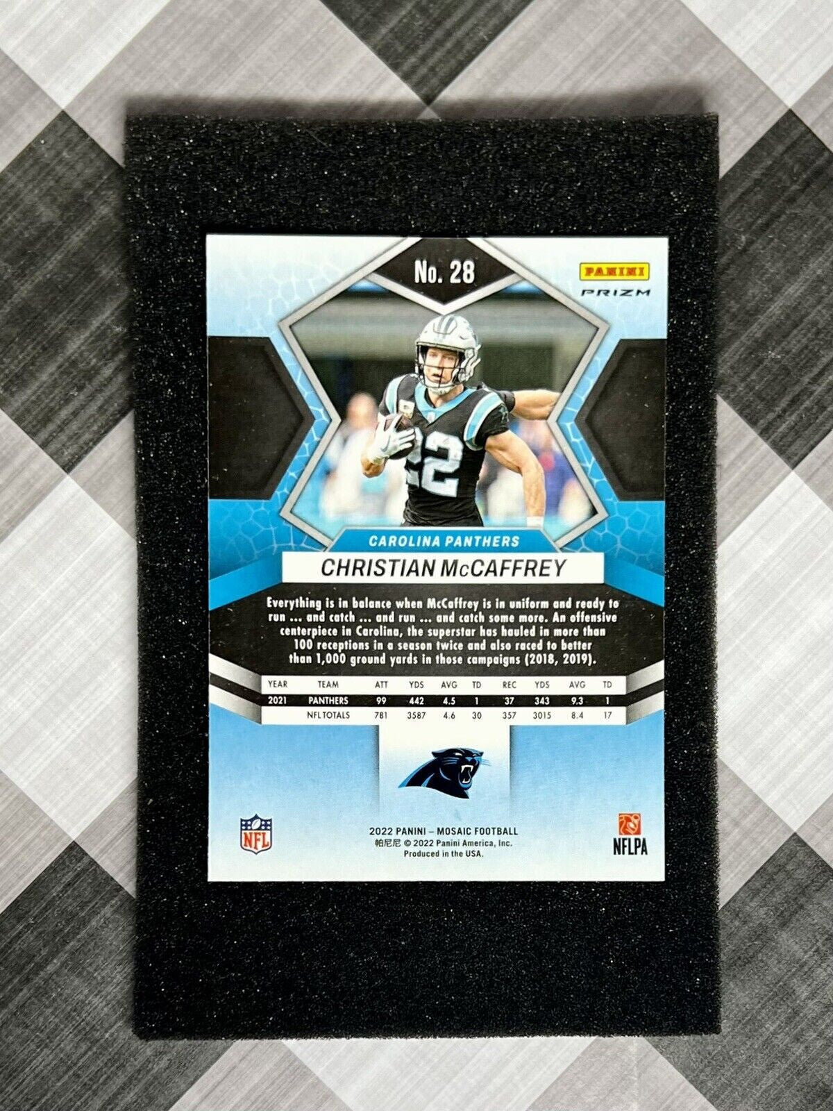 CHRISTIAN McCAFFREY 2022 Panini Mosaic NFL Red Mosaic Prizm #28 Panthers & 49ers