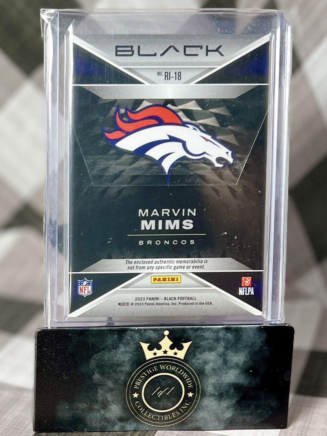 Marvin Mims Jr. 2023 Panini Black Rookie Influx Patch /150 #RI-18 DEN Broncos RC