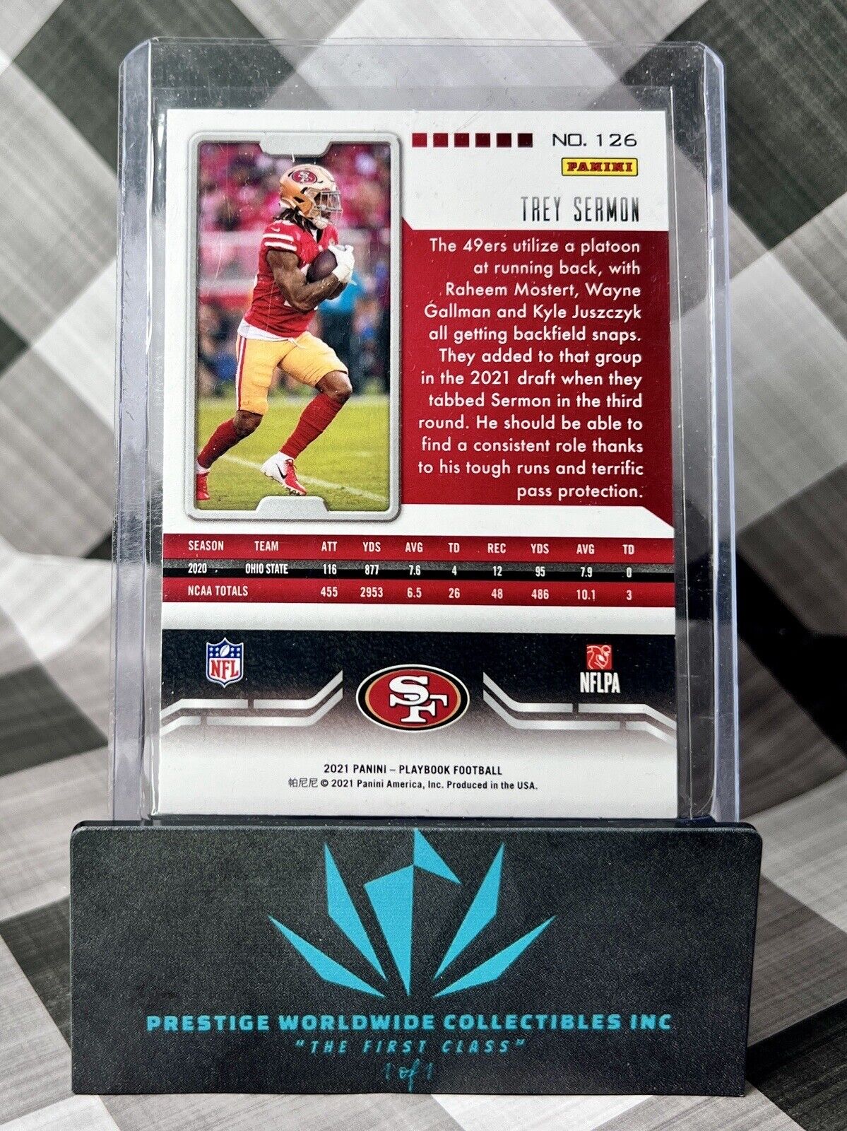 Trey Sermon 2021 Panini Playbook Sparkle Rookie #126 San Francisco 49ers RC
