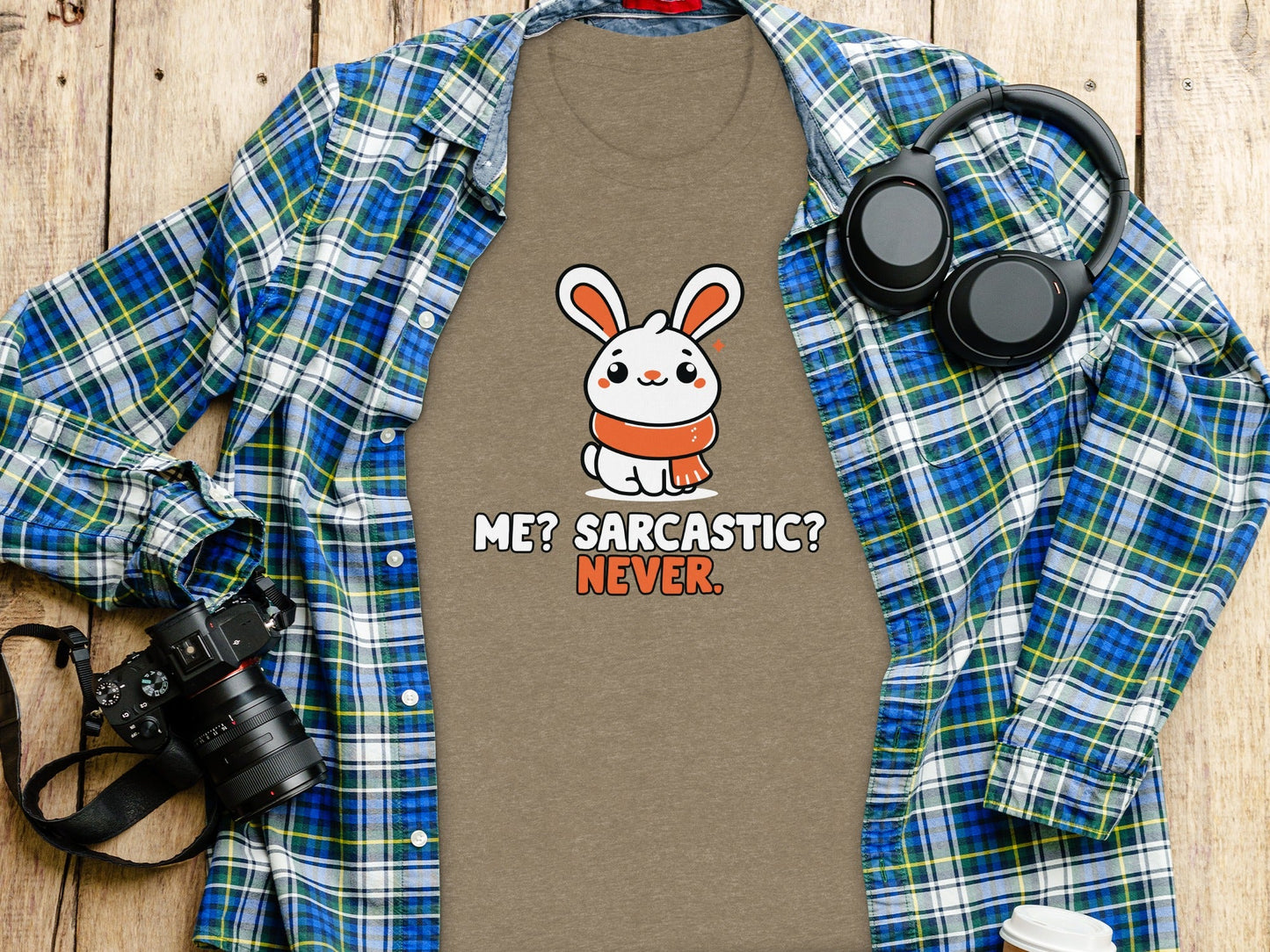 Sarcastic Bunny With Scarf Rabbit Cute Animal T-Shirt