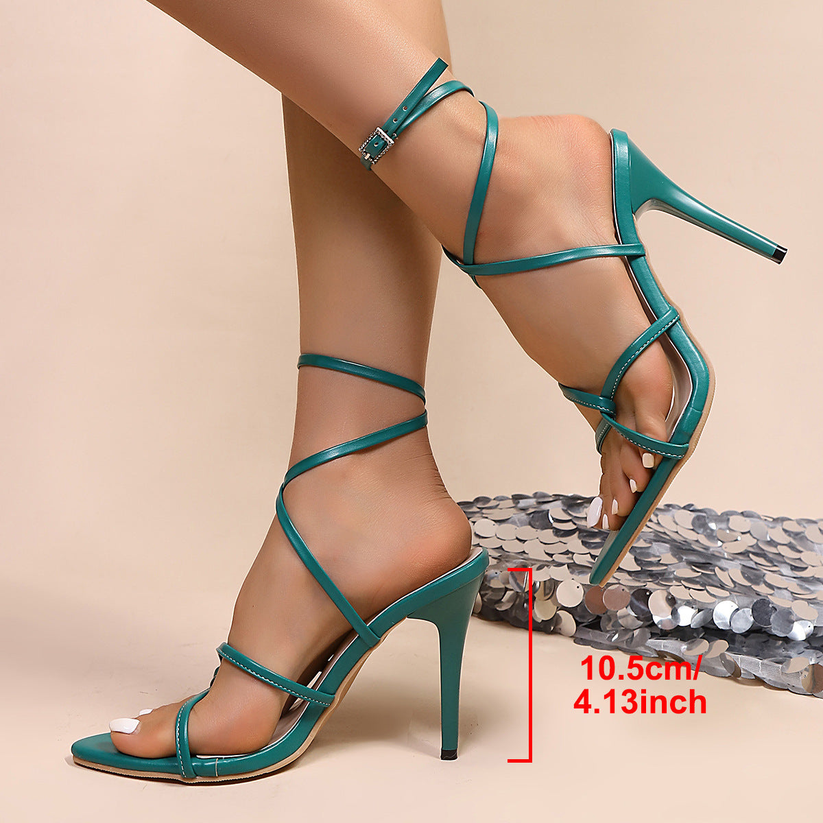Women's Pointed-Toe Lace-Up Stiletto Heels – Open-Toe High Heel