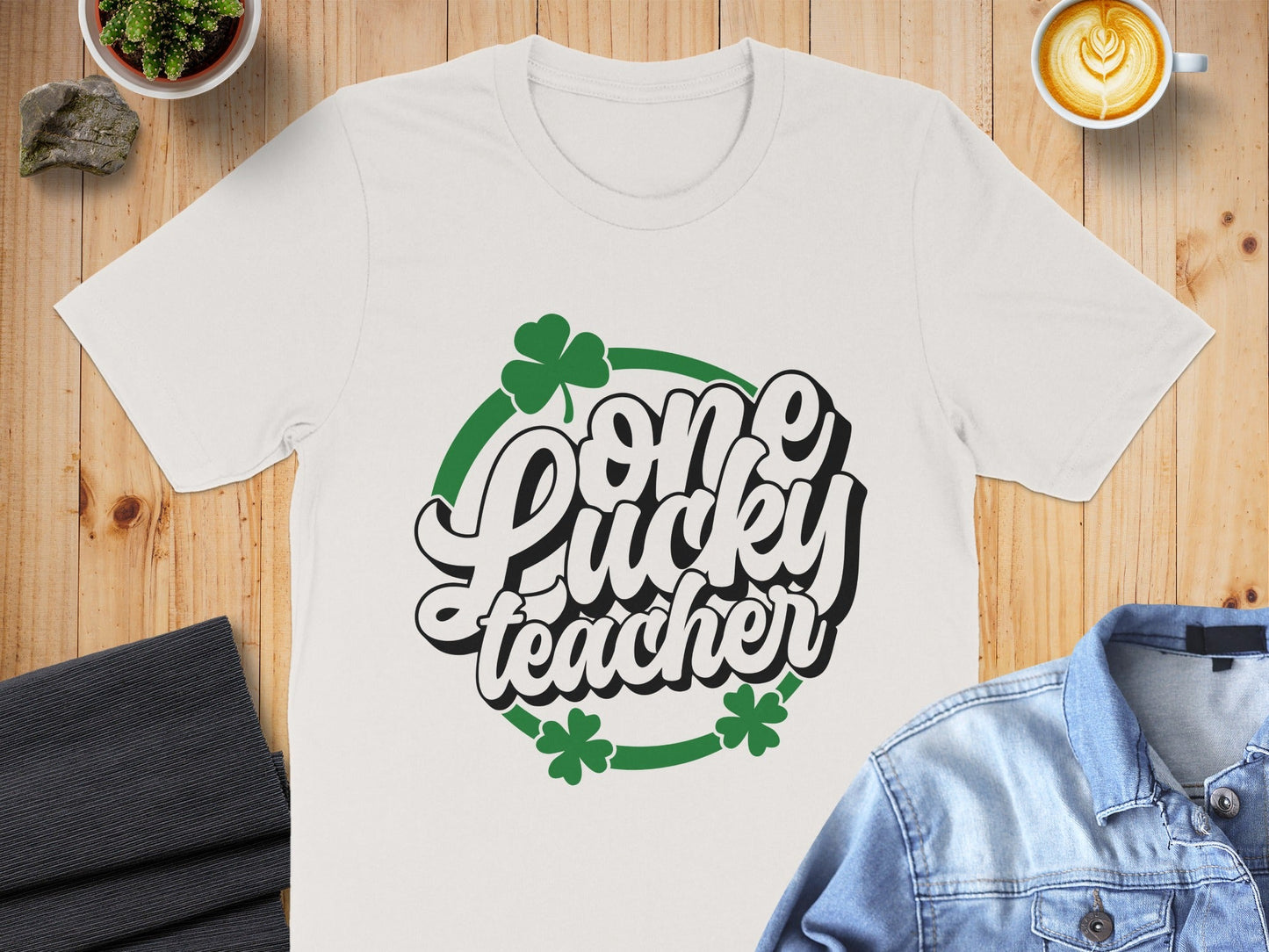 One Lucky Teacher Design With Shamrocks For Teachers T-Shirt