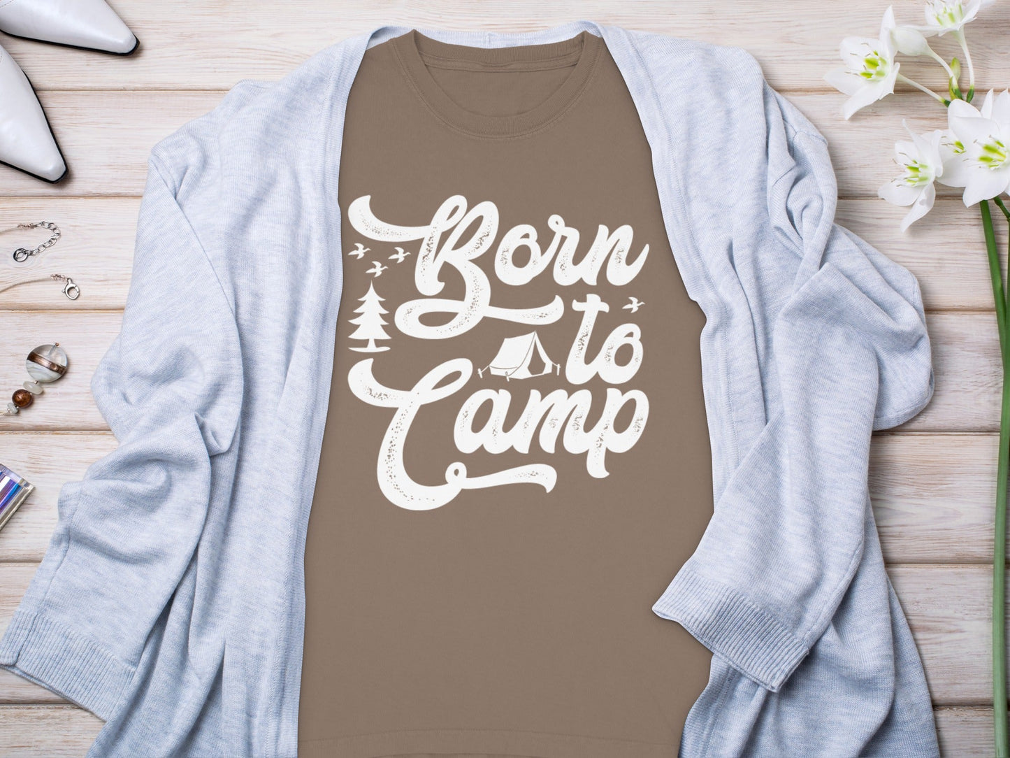 Born To Camp Outdoors Nature Adventure Long Sleeve T-Shirt