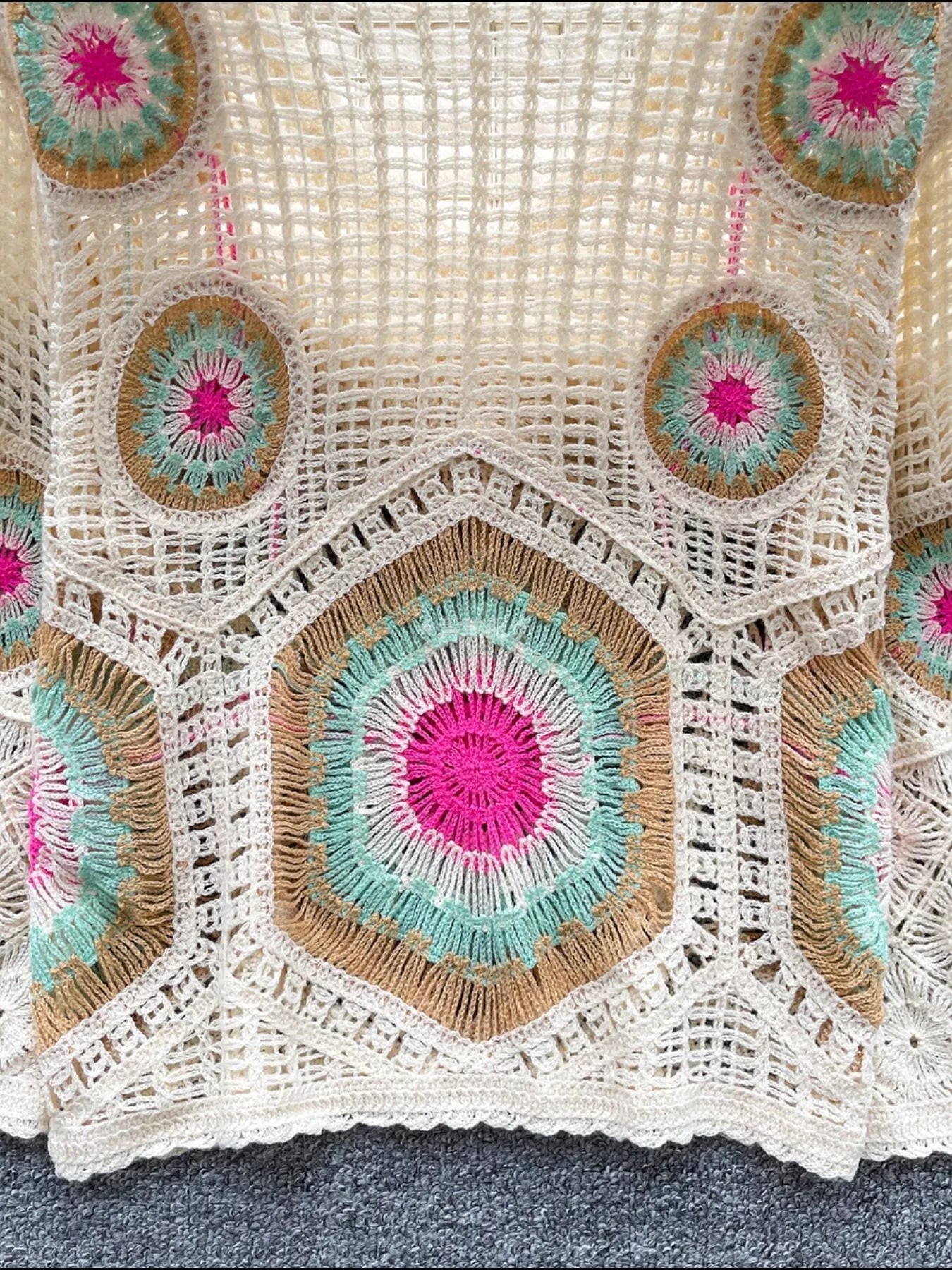 Crochet V-Neck Knit Cover Up
