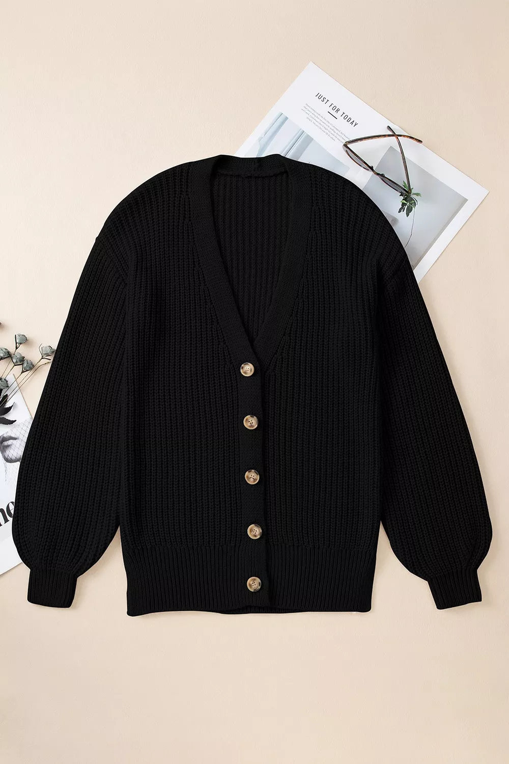 Chunky Knit Button-Down Cardigan