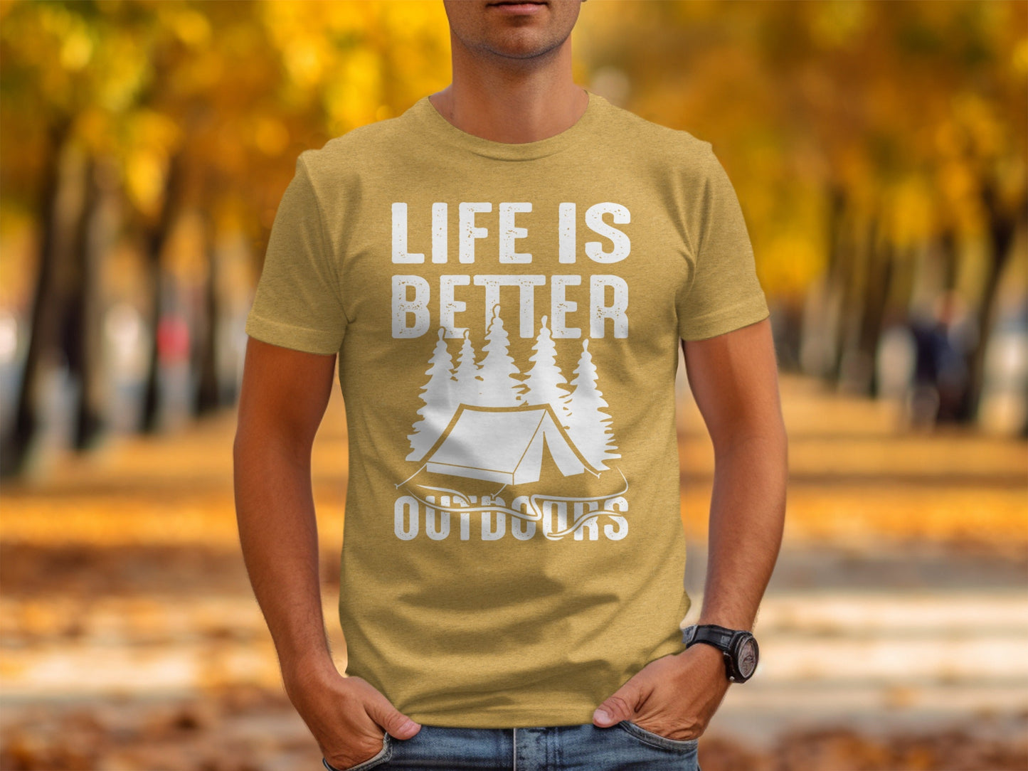 Life Is Better Outdoors Camping Tent Graphic Novelty T-Shirt