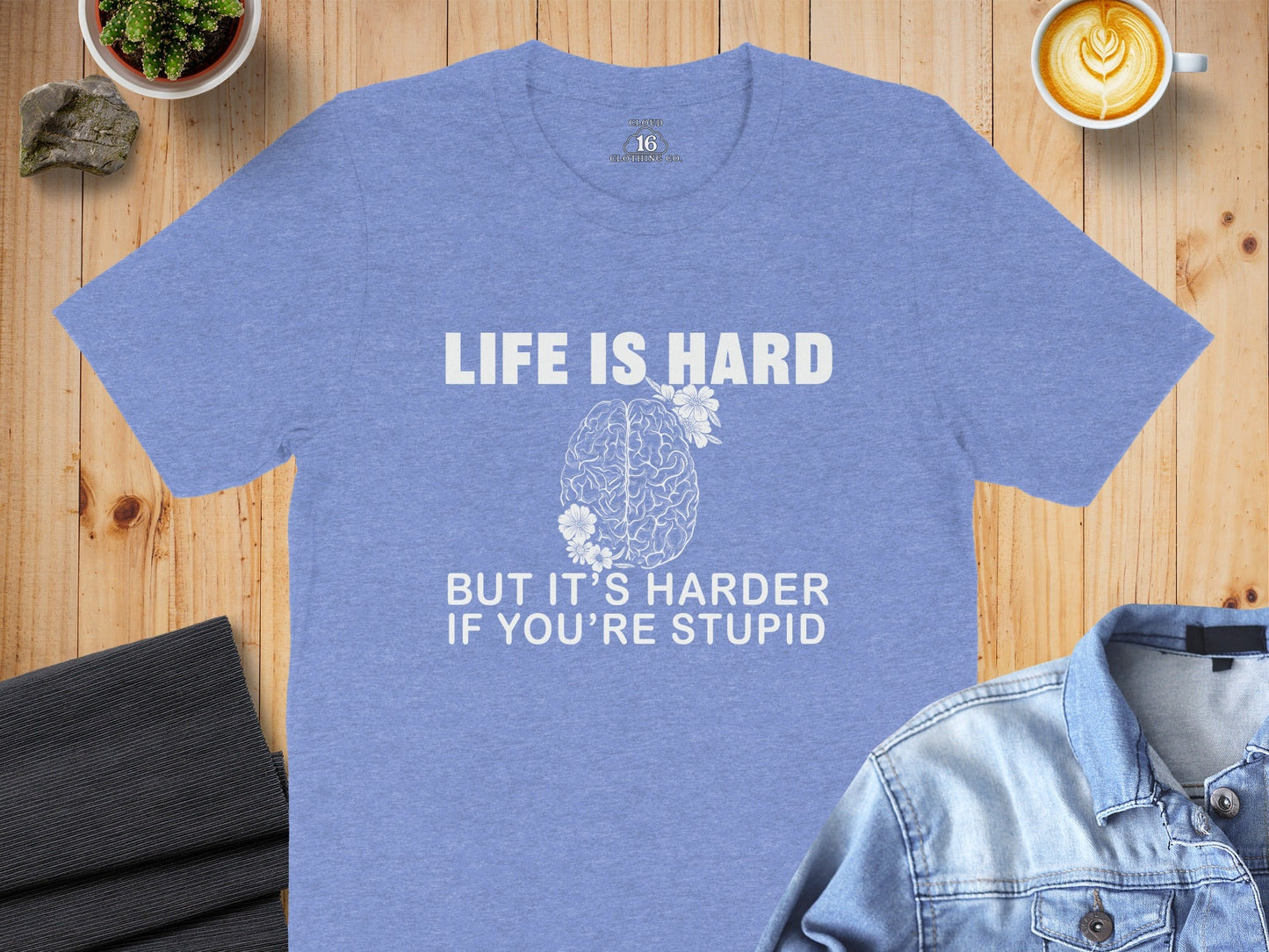 Life is Hard Brain With Flowers Graphic Novelty T-Shirt