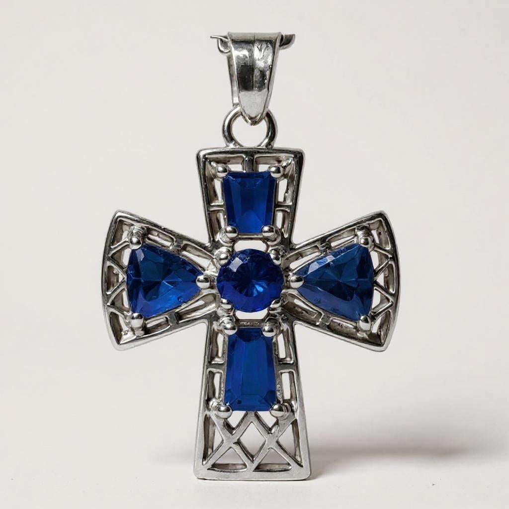 Tranquility Cross Pendant<br>5 stones • Overall size 28x22.3mm
