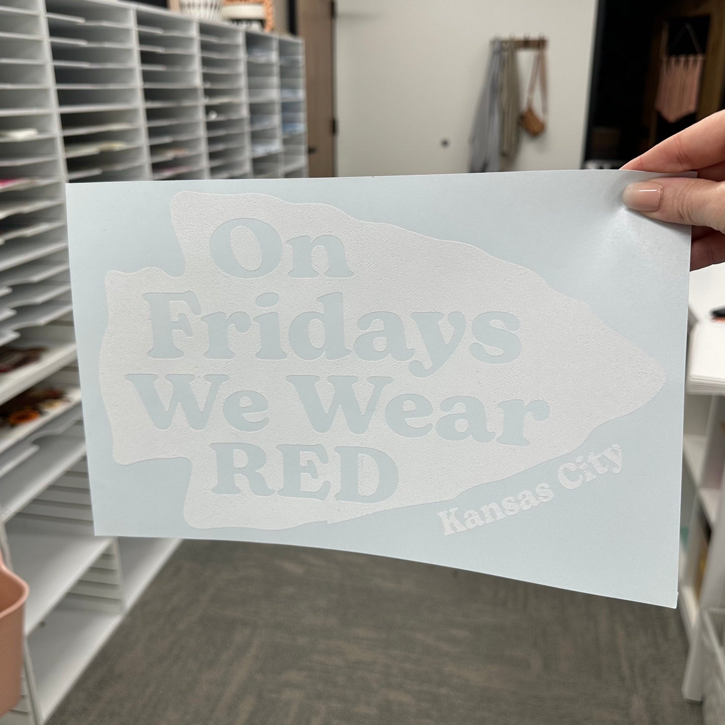 on Fridays we wear Red screen print transfer