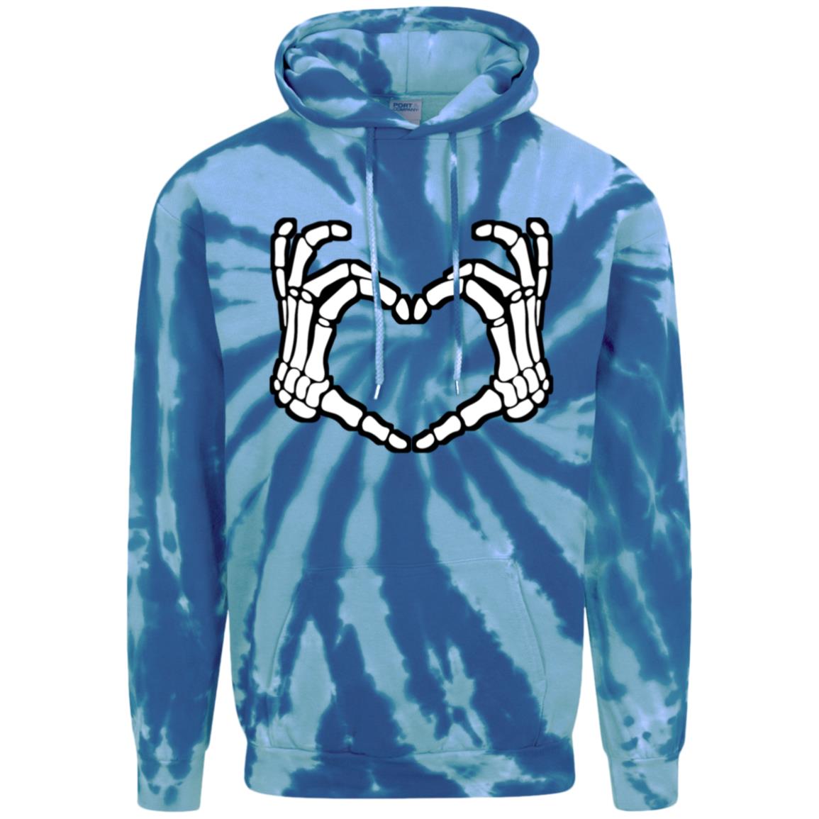 Skeleton Heart Fingers Tie-Dye Pullover Hoodie