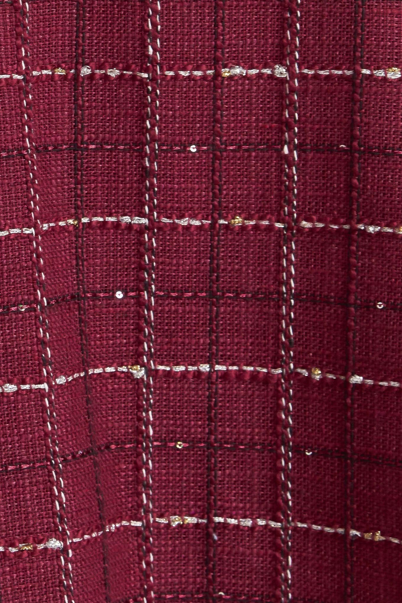 TWEED DOLL WINE WOVEN MINI DRESS