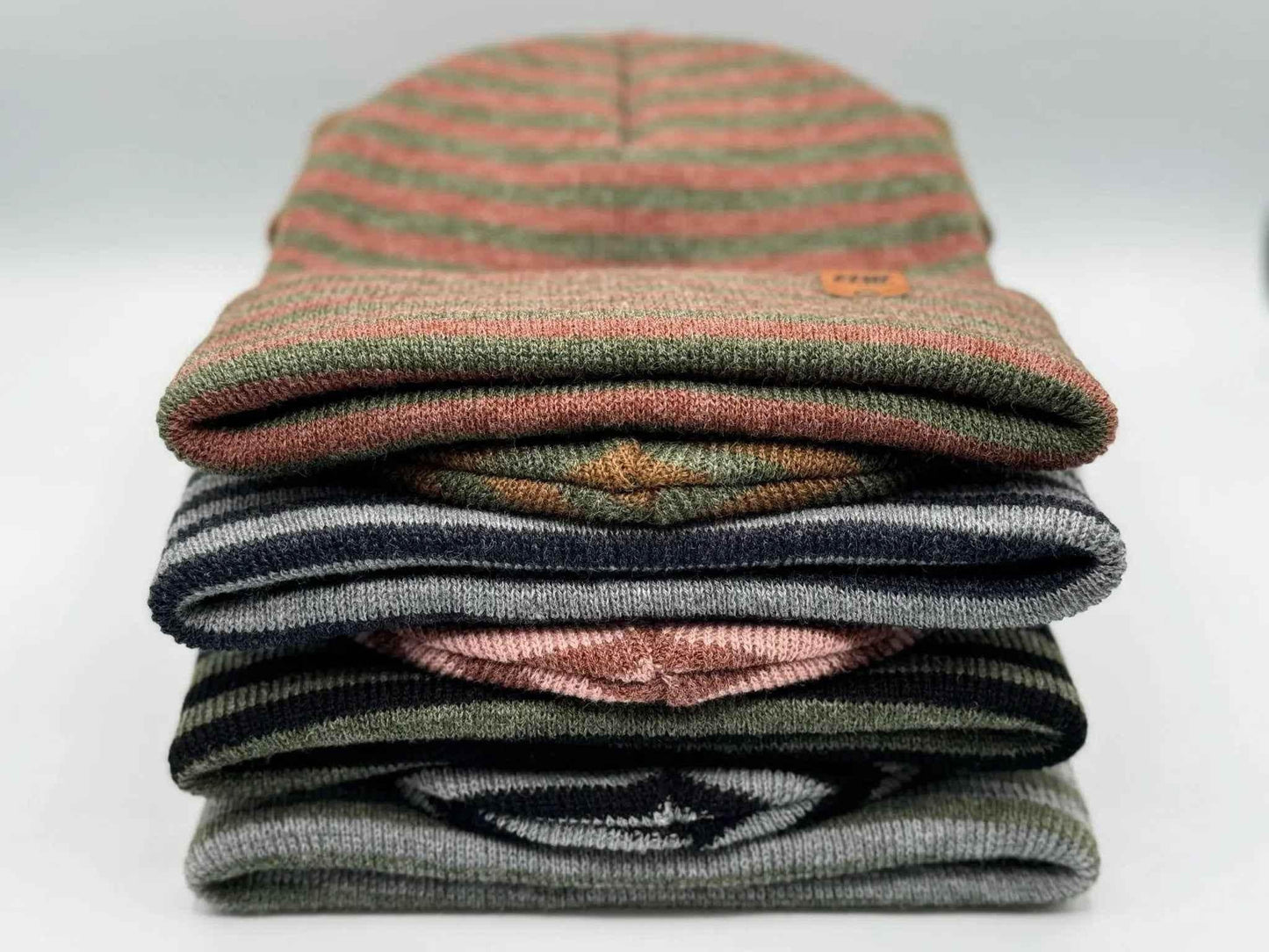 Classic RoRo Cuffed Beanie, Burgundy and Green