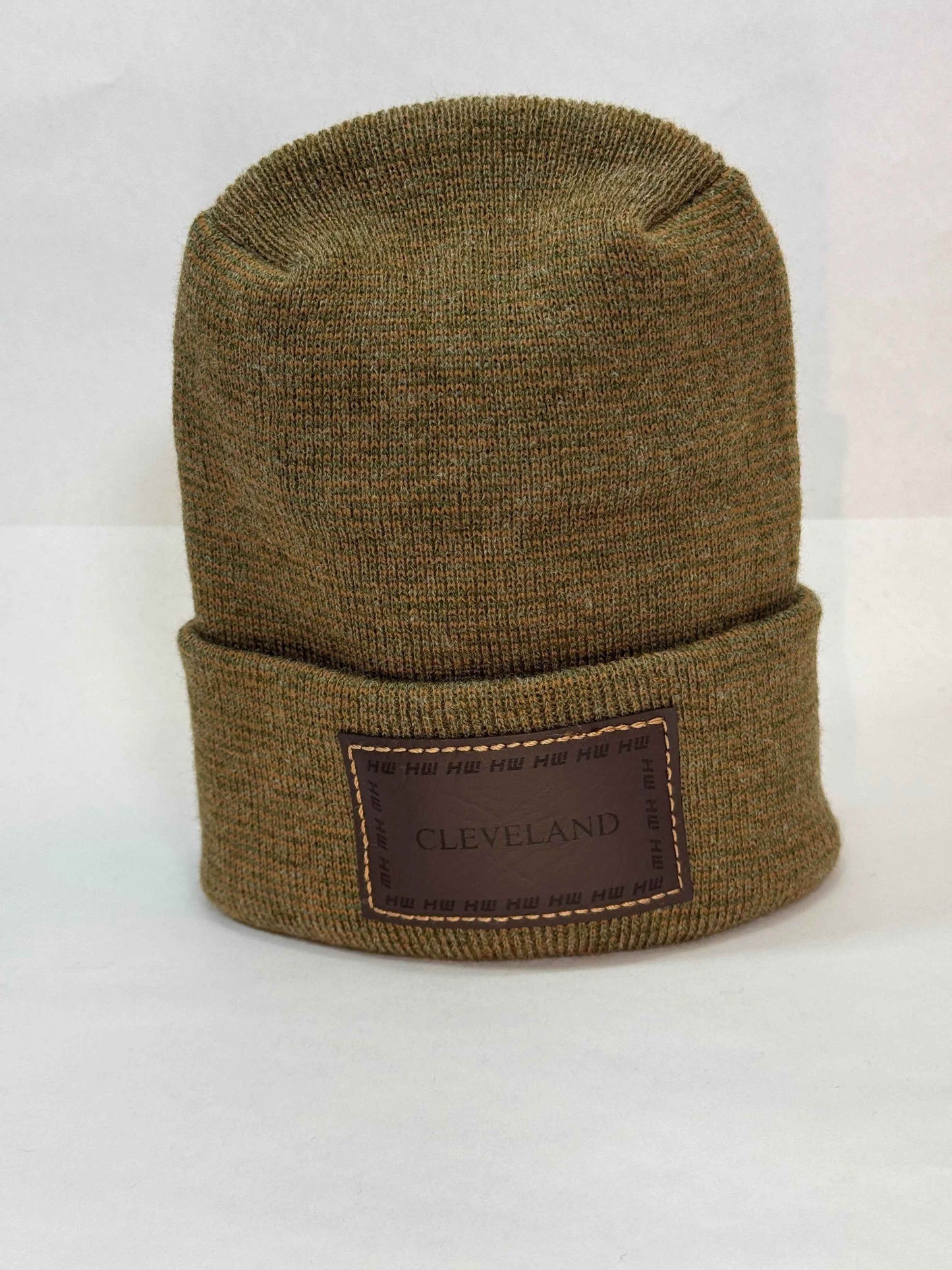 Cleveland, H Stitch Cuffed Beanie, Brown and Green Fusion