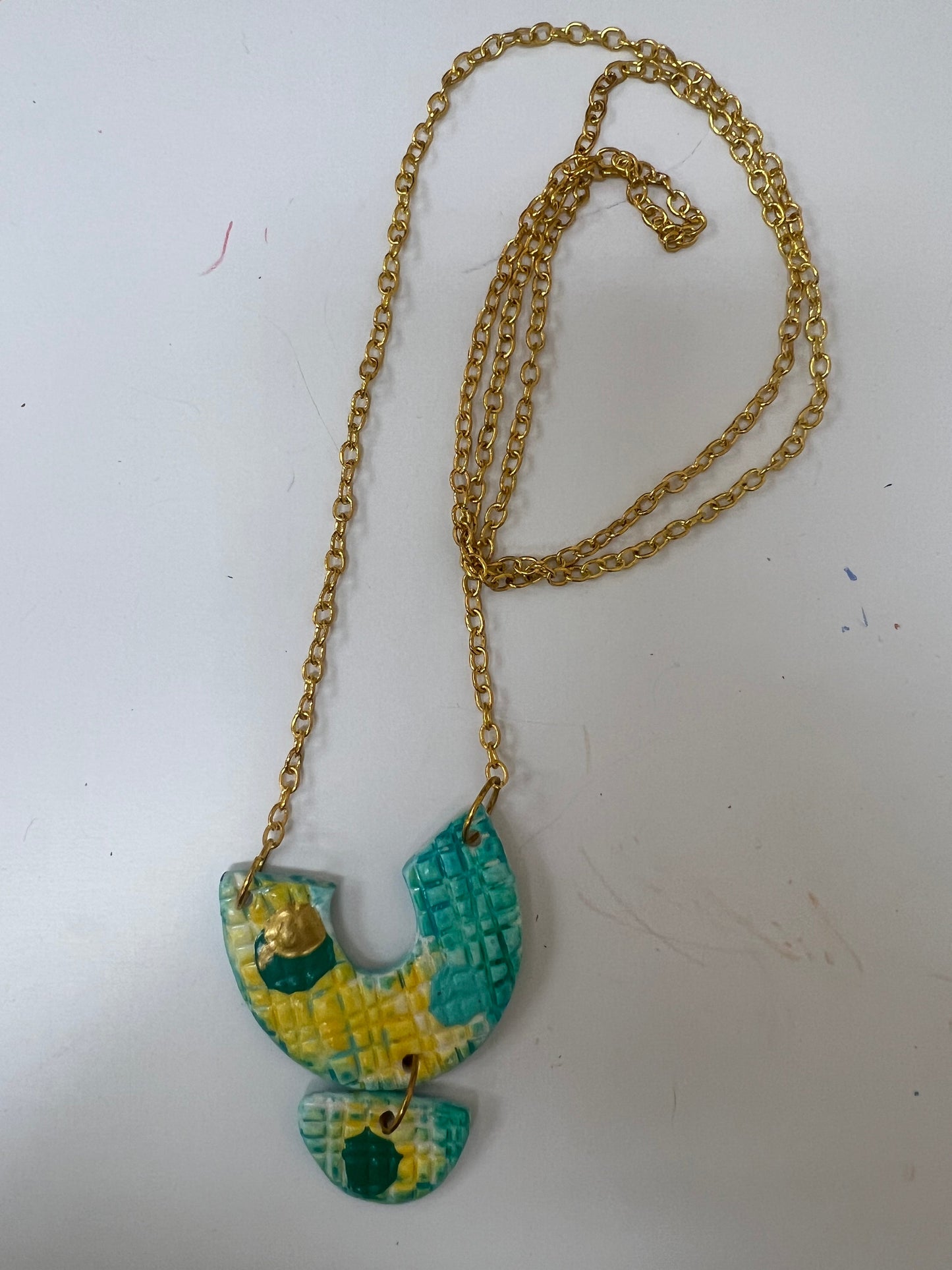 Abstract Necklaces - Blue & Yellow Horseshoe