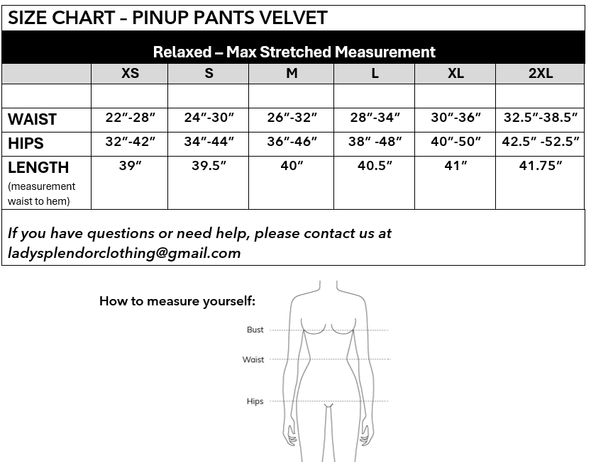Pinup Pants in RED Velvet BACKORDER