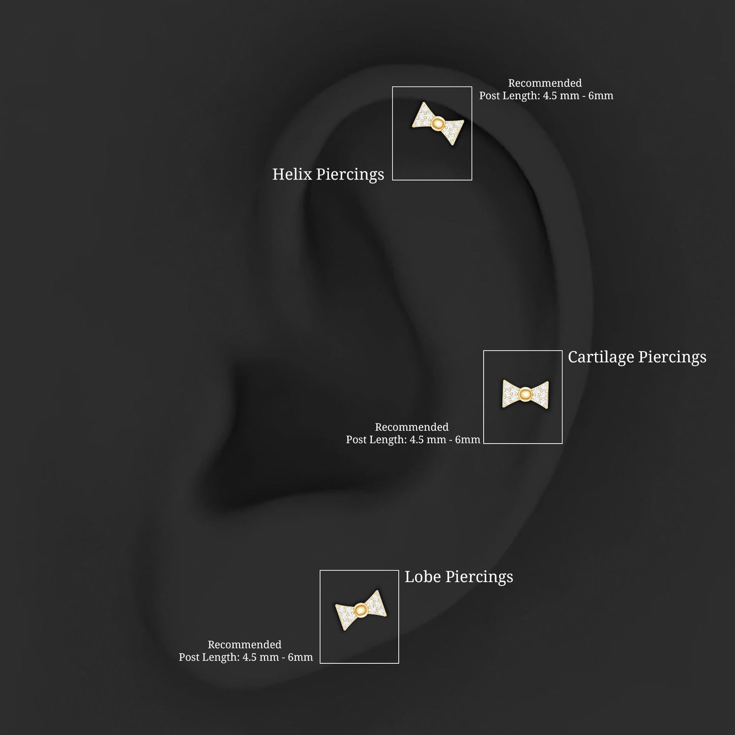 Diamond Bow Earring for Helix Piercing
