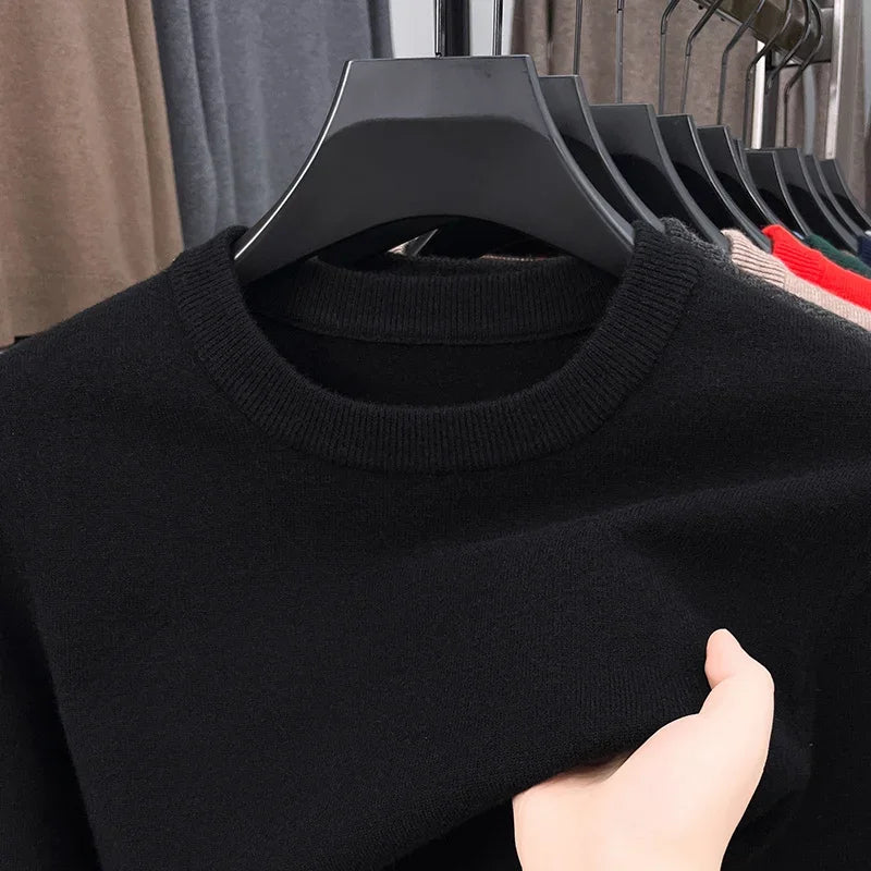 Men's Casual Sweater Round Neck Long Sleeve Knitted Sweater Diamond Pattern