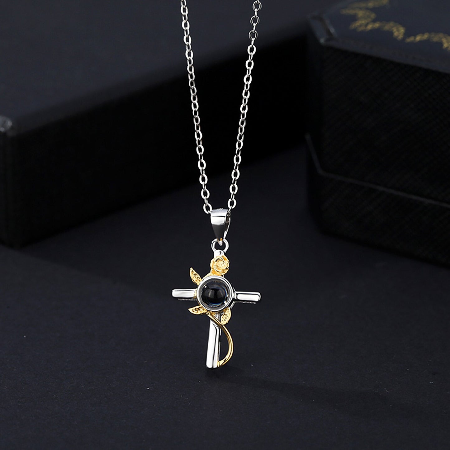 Customizable Photo Cross Projection Necklace Pendant Jewelry