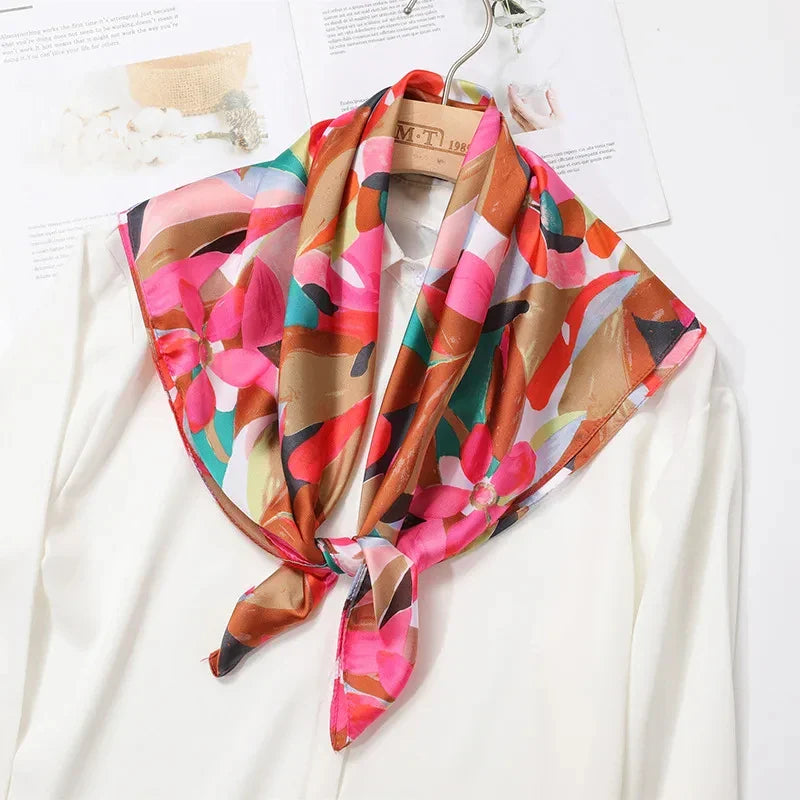 Print Luxury Pashmina Silk Scarf for Headband or Neck