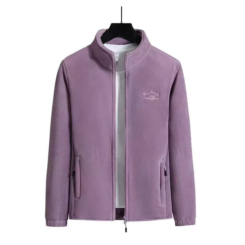 Women's Winter Sport Wool Liner Coat Loose-Fit Full Sleeve Polar Fleece Zipper