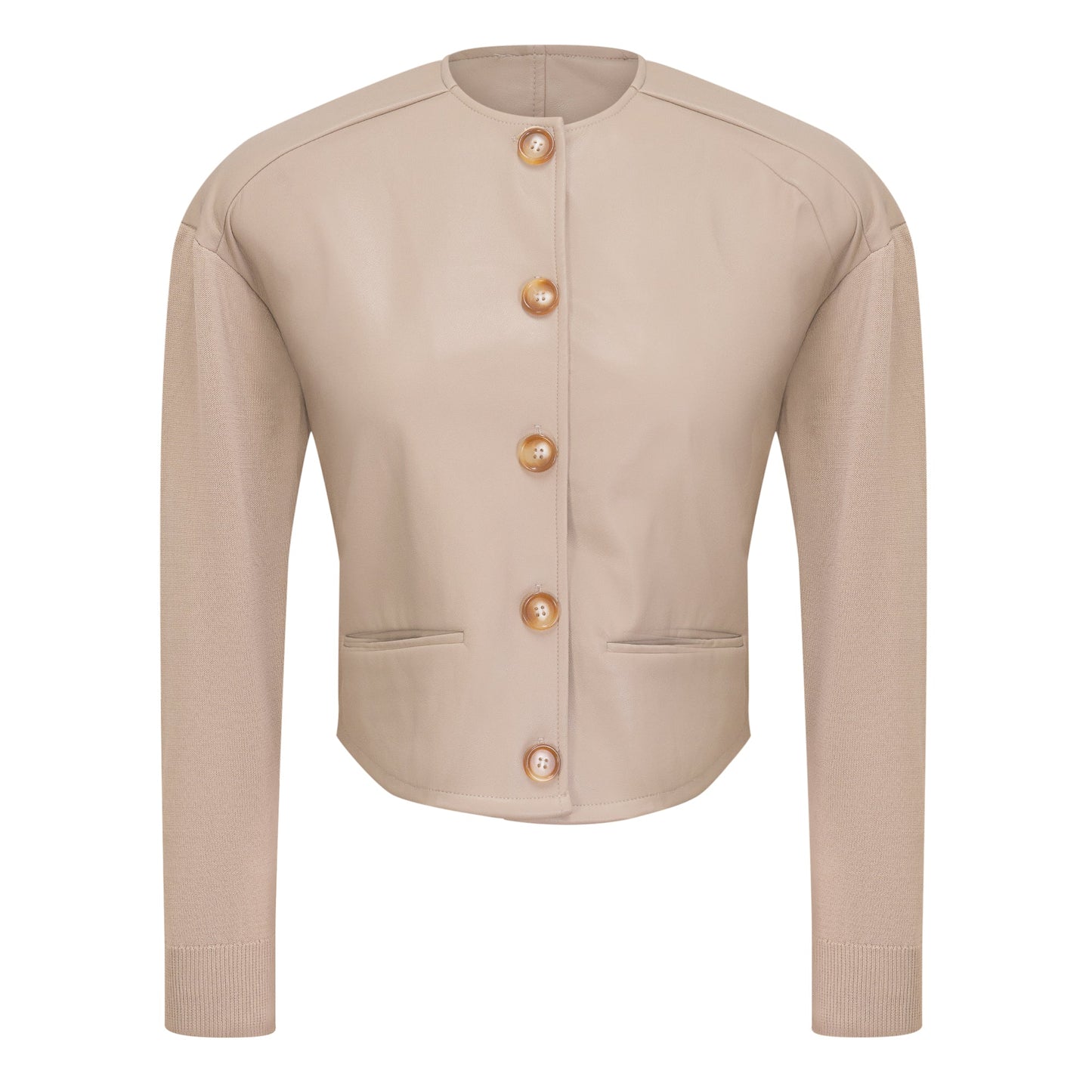 Cropped Leather Combo Jacket