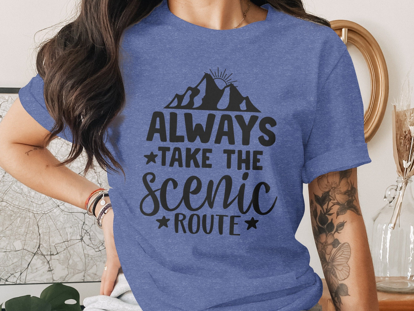 Always Take The Scenic Route With Mountains T-Shirt
