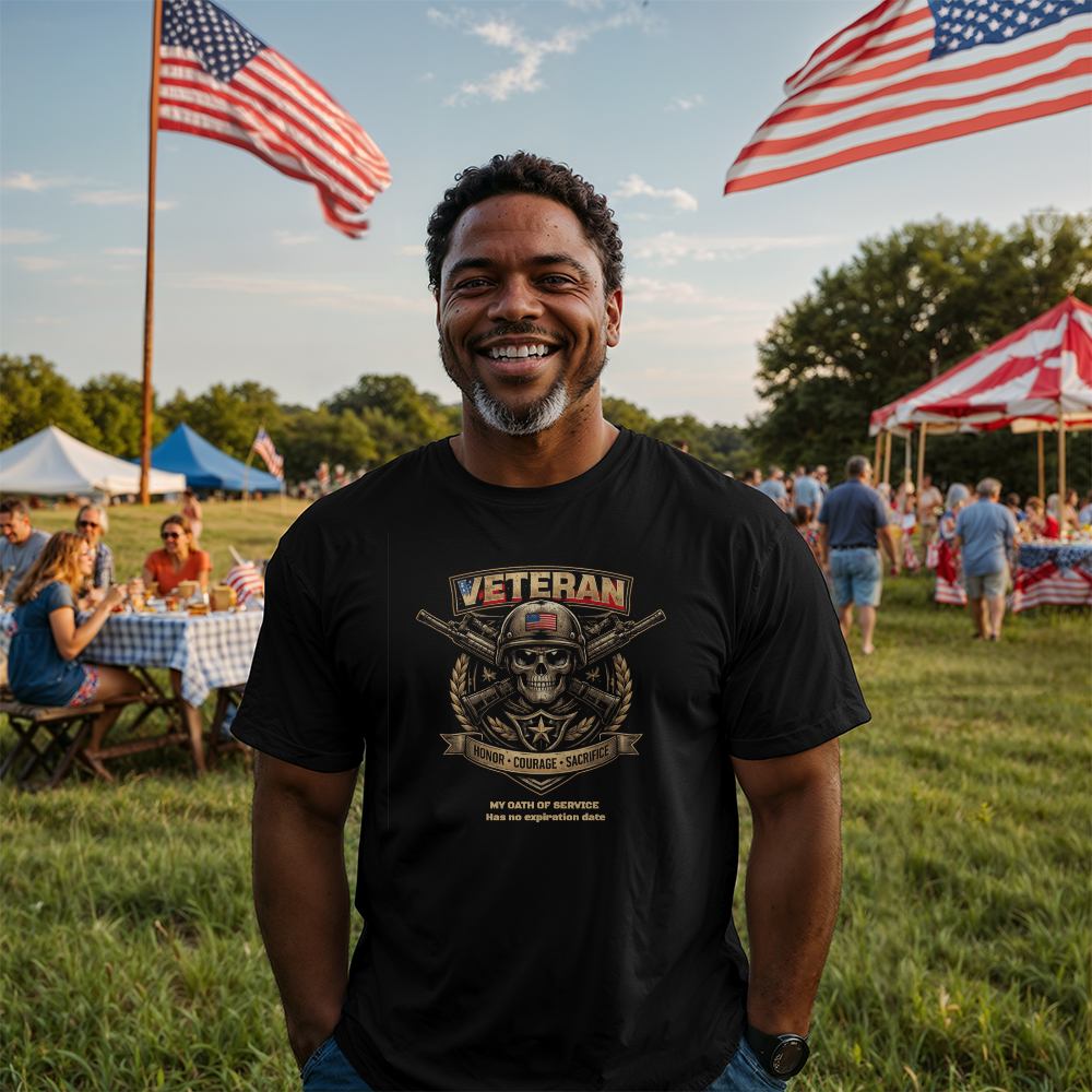 Veteran Skull T-Shirt - Honor - Courage - Sacrifice