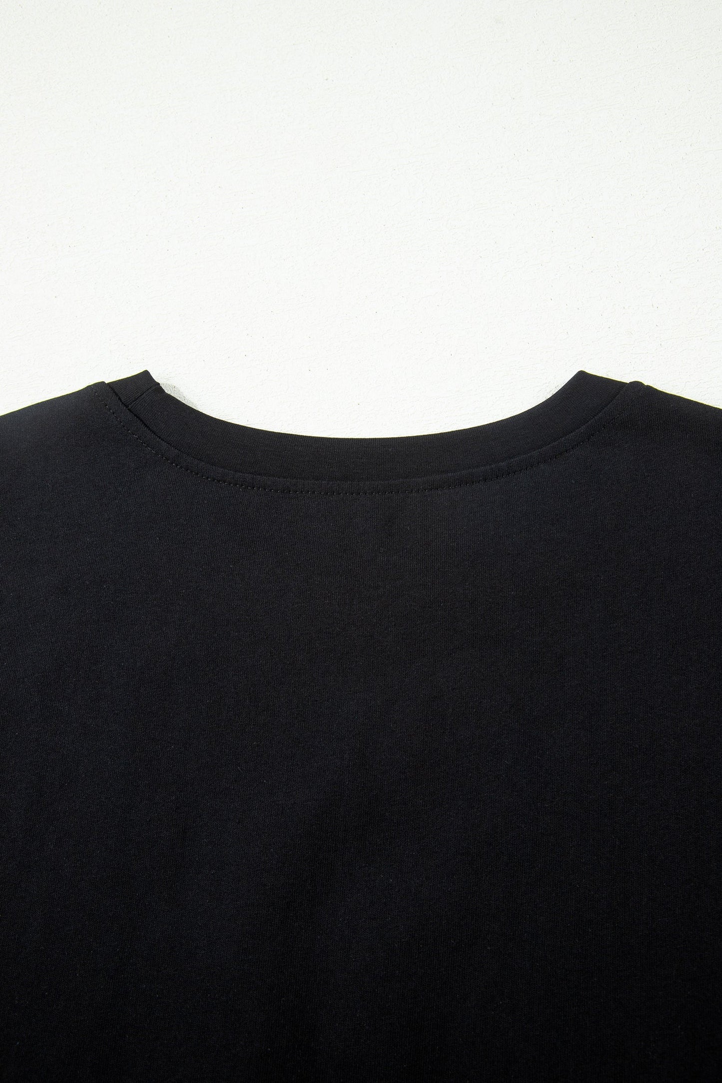 Black Leopard Bow Embroidered Cotton Round Neck T Shirt