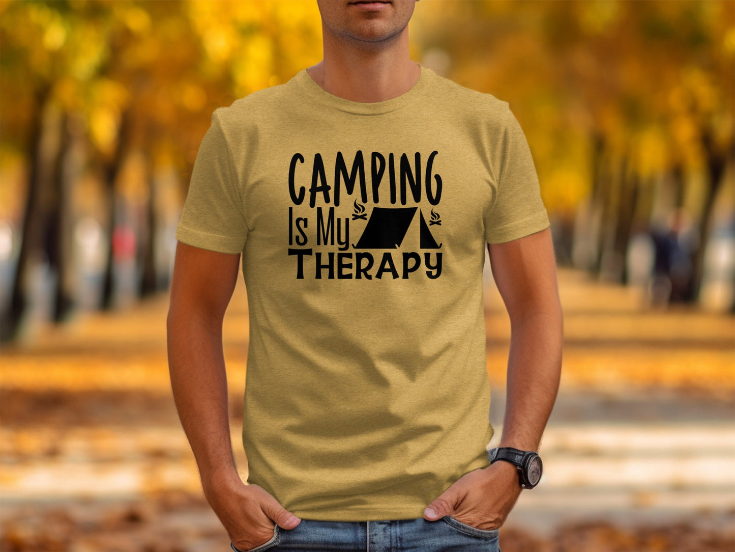 Camping Is My Therapy Tent Campfire Graphic T-Shirt