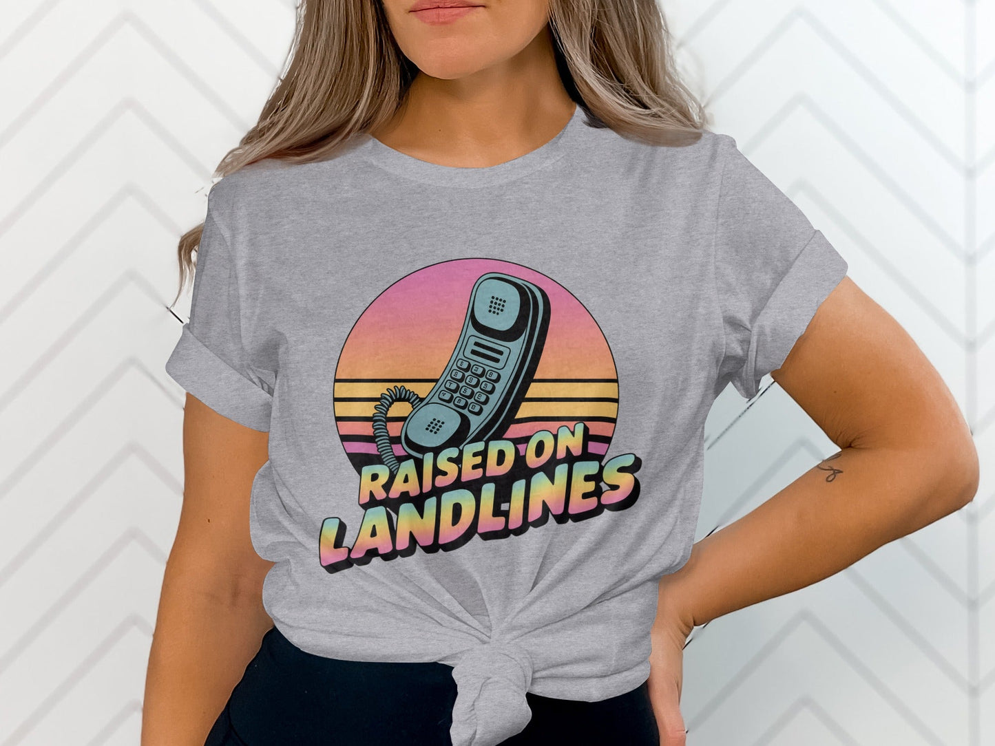 Raised on Landlines Retro Style Phone Design T-Shirt