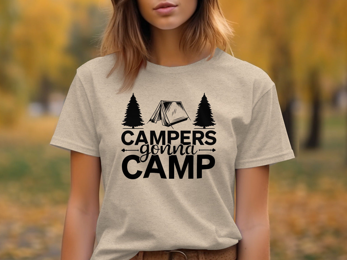 Campers Gonna Camp Tent and Trees Design Graphic T-Shirt