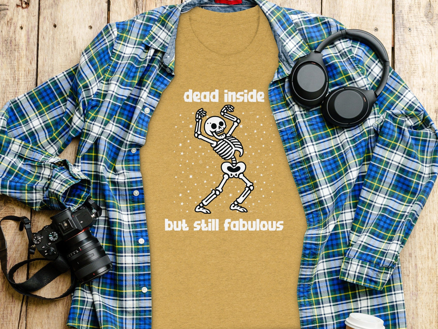 Dead Inside But Still Fabulous Skeleton Graphic T-Shirt