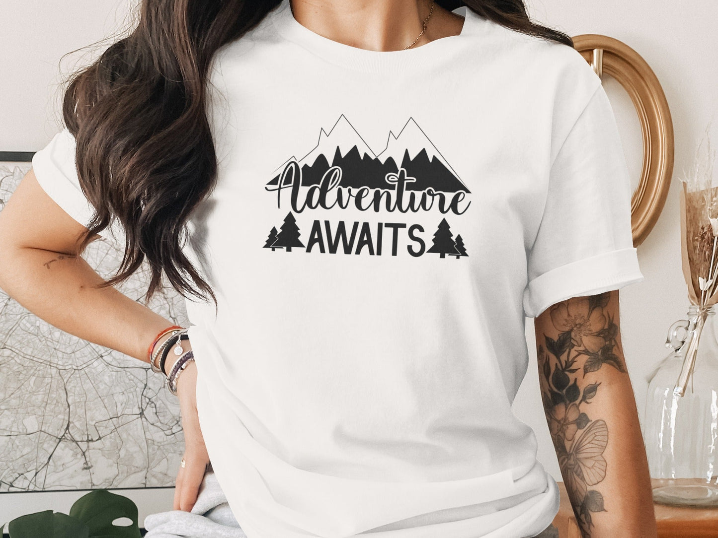 Adventure Awaits Mountains Nature Lover Graphic T-Shirt