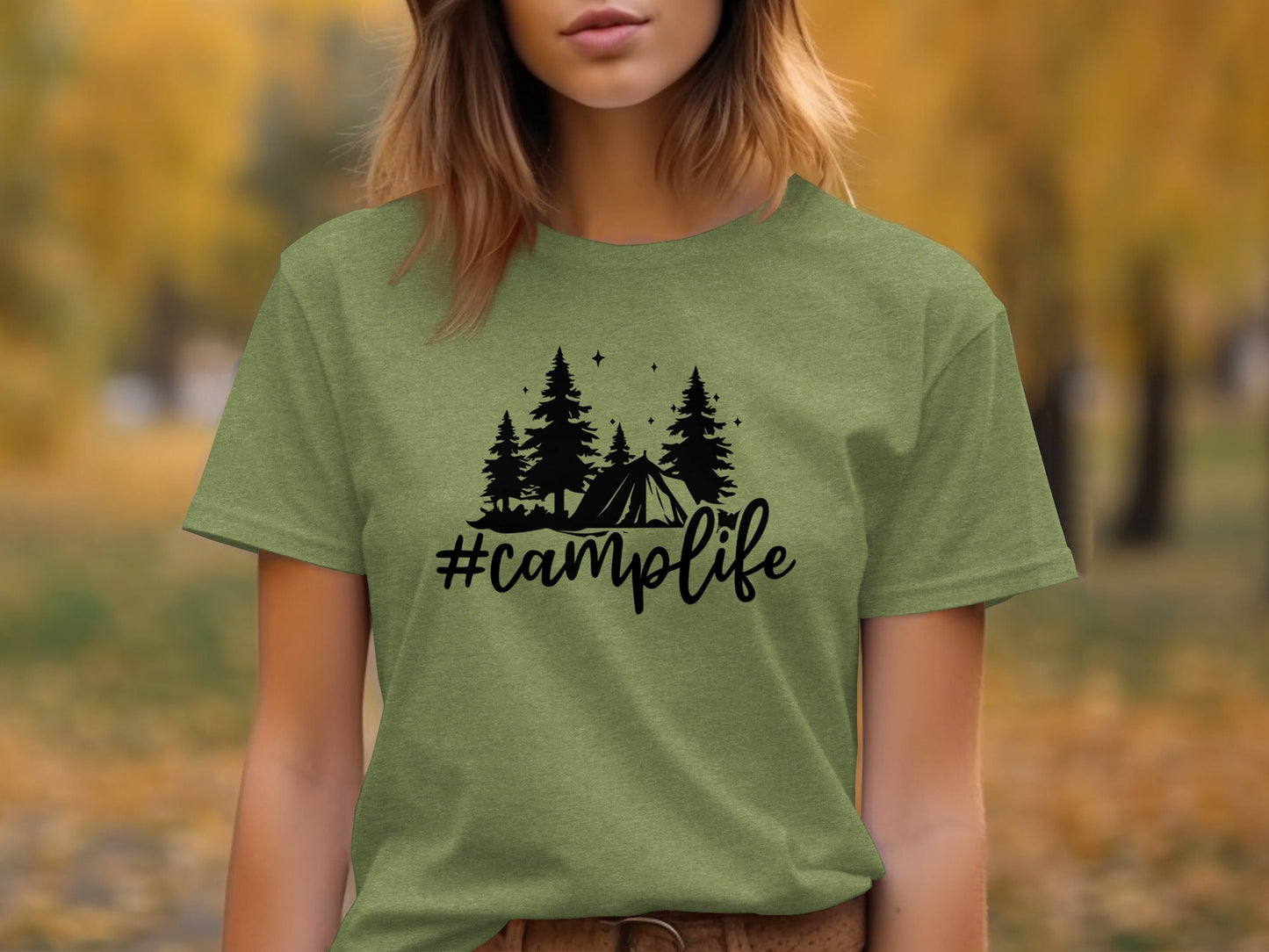 Hashtag Camplife Text Design With Camping Tent T-Shirt