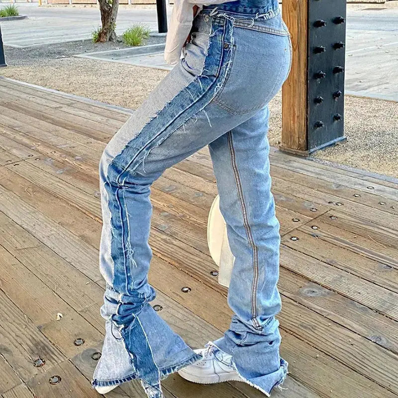 Flairé™ Stacked Jeans Women – High Waist Stretch Denim Bell Bottom Pants